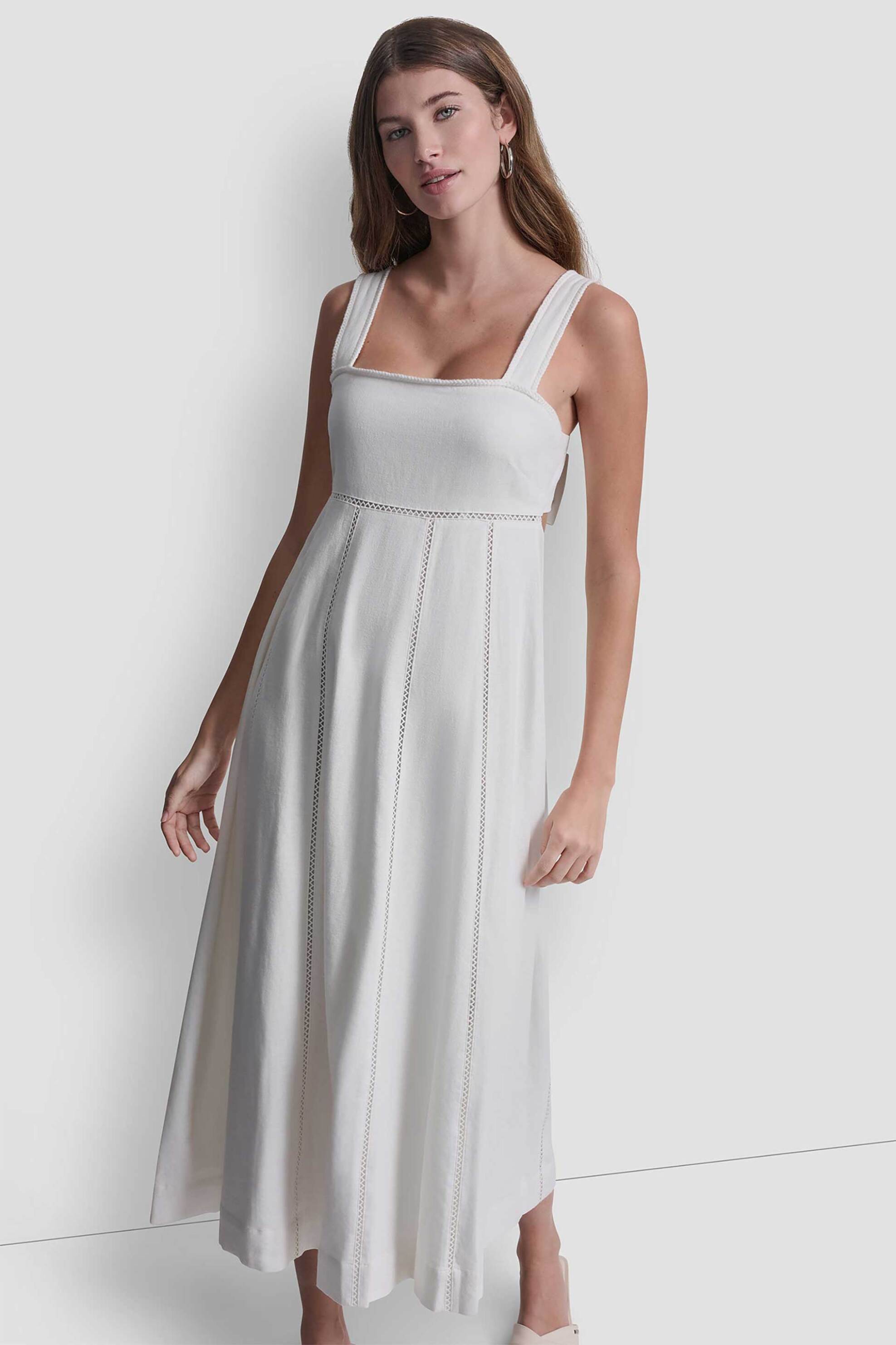 DKNY γυναικείο midi φόρεμα με δέσιμο στην πλάτη - DJ6D9174 Λευκό