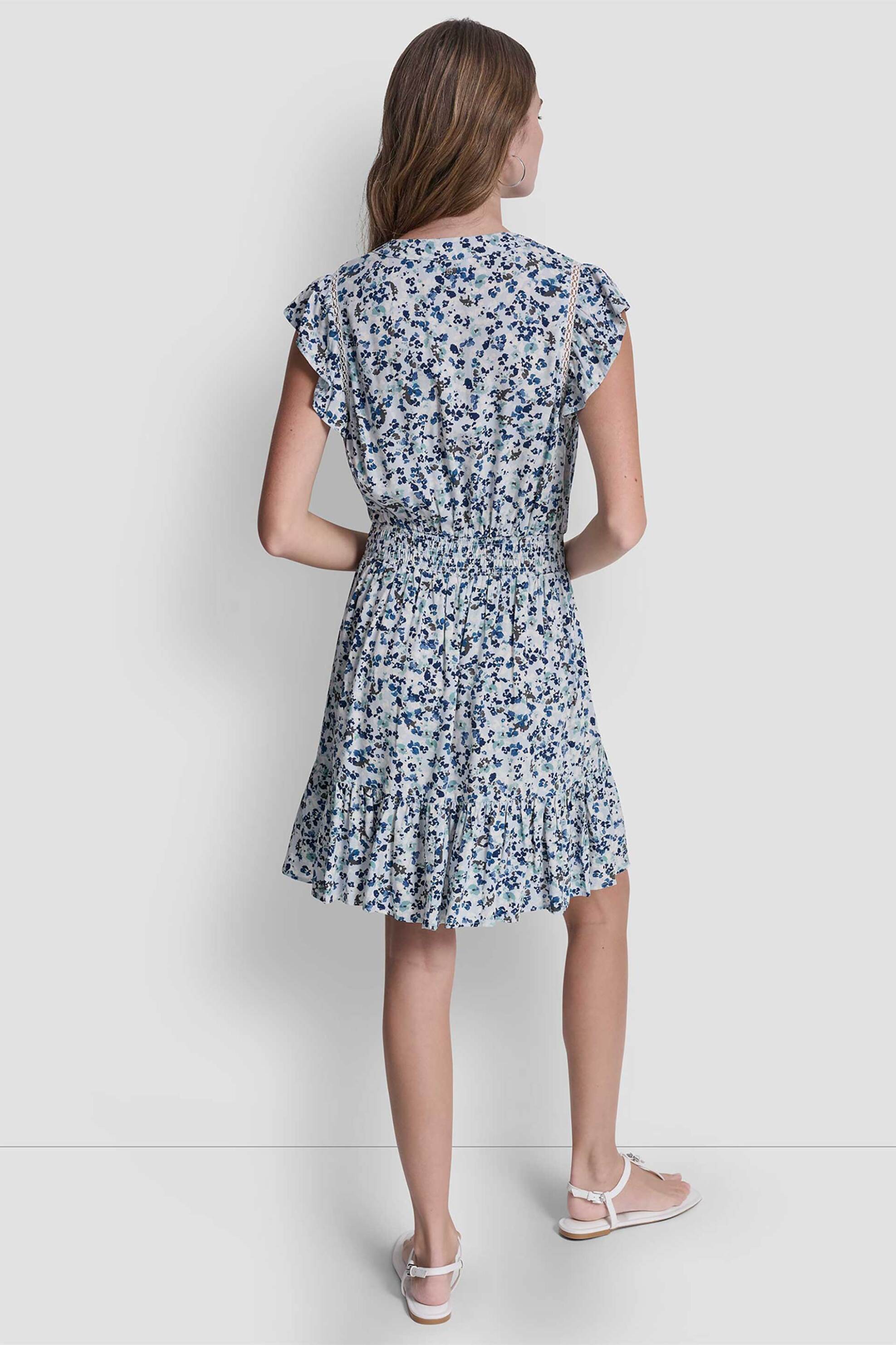 Dkny Γυναικείο Φόρεμα με Floral Print - Dj6D9177 Γαλάζιο