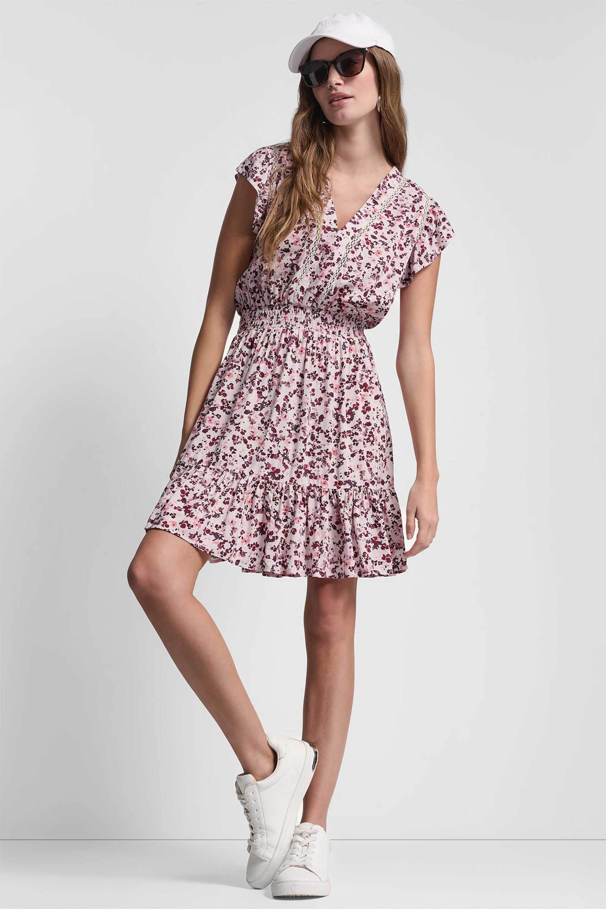 DKNY γυναικείο φόρεμα με floral print - DJ6D9177 Ροζ
