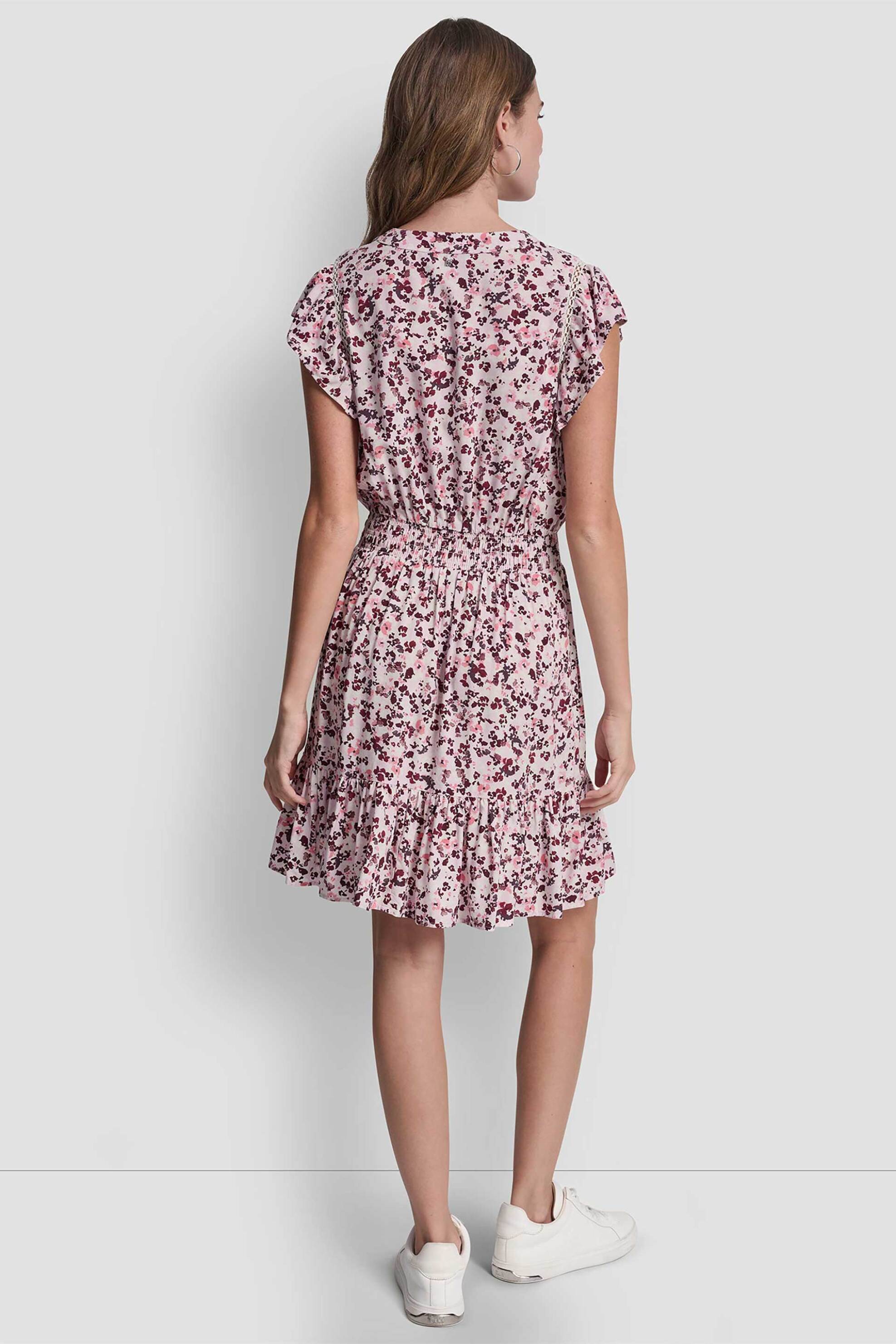 Dkny Γυναικείο Φόρεμα με Floral Print - Dj6D9177 Ροζ