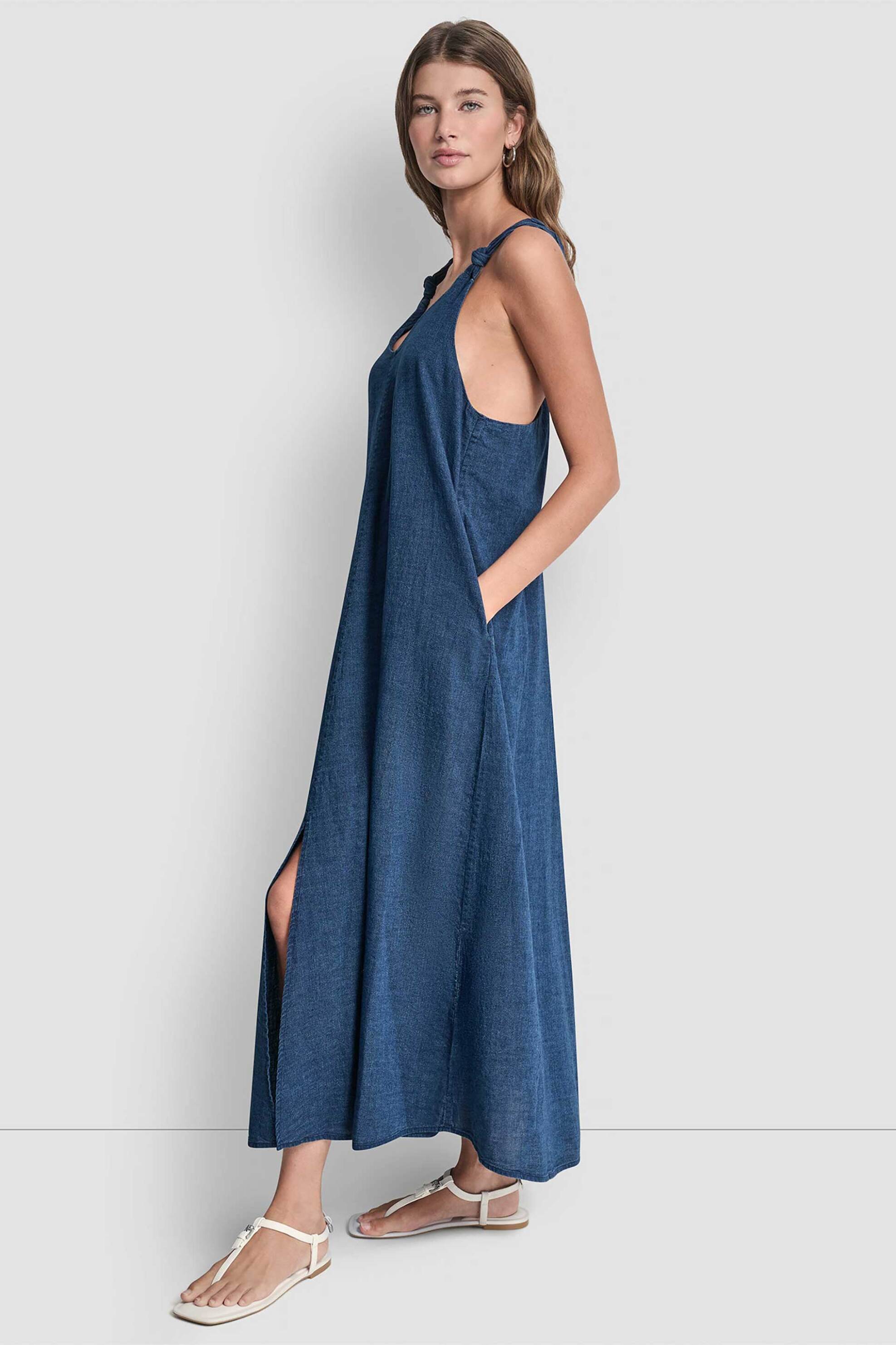 DKNY γυναικείο denim φόρεμα αμάνικο - DJ6D9188 Denim Blue