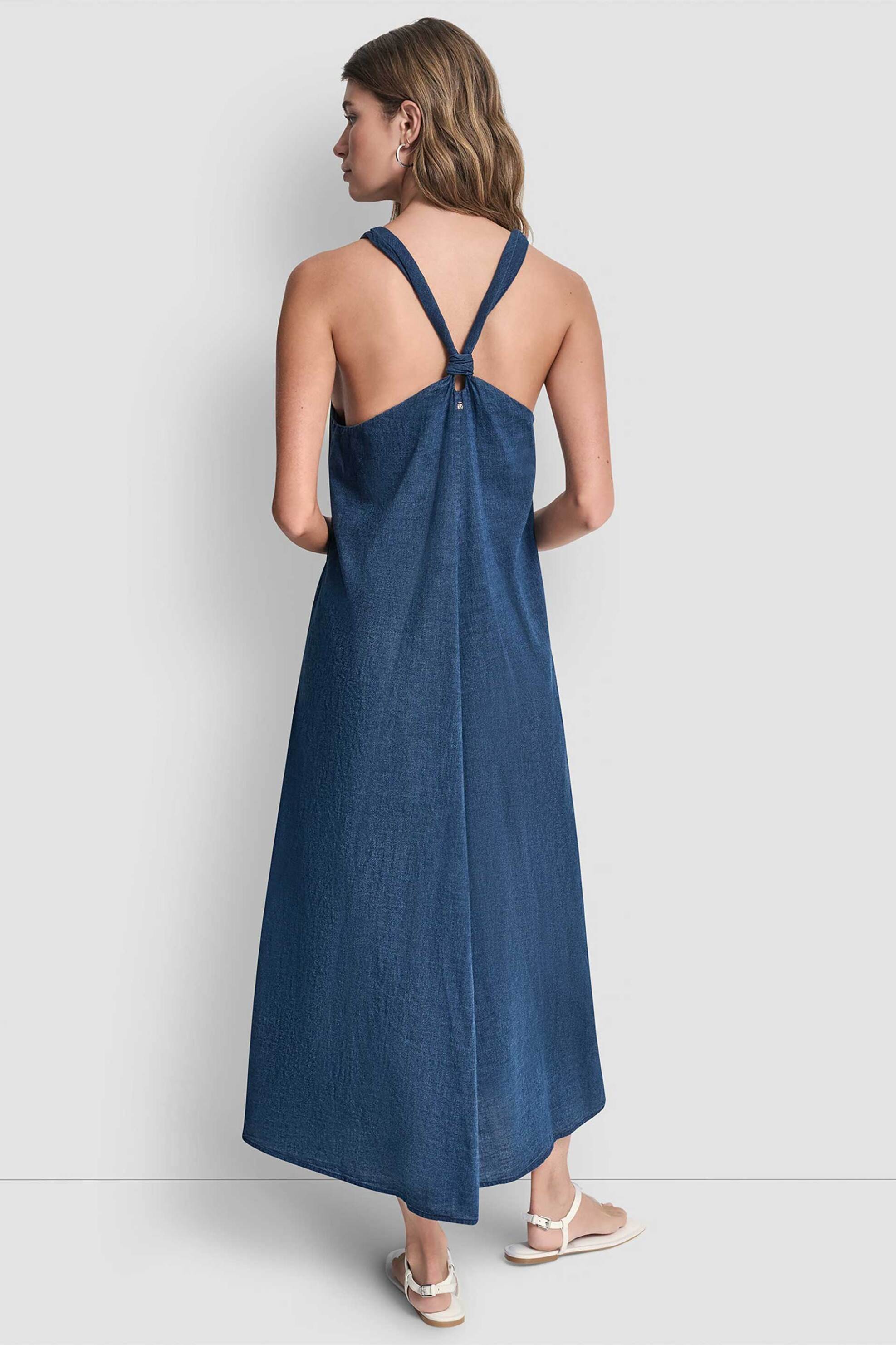 Dkny Γυναικείο Denim Φόρεμα Αμάνικο - Dj6D9188 Blue