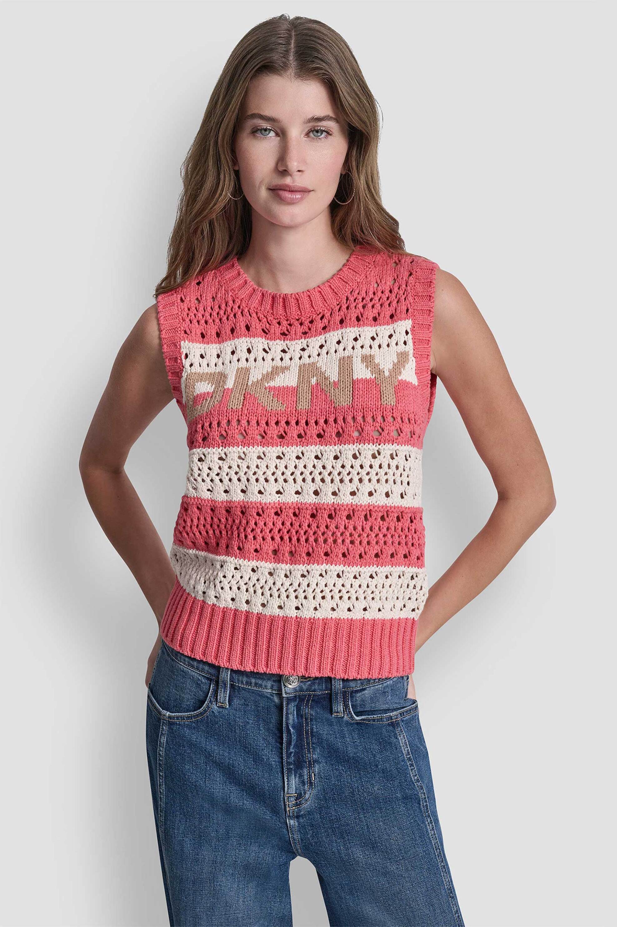 DKNY γυναικείο πουλόβερ αμάνικο - DJ6R0135 Ροζ