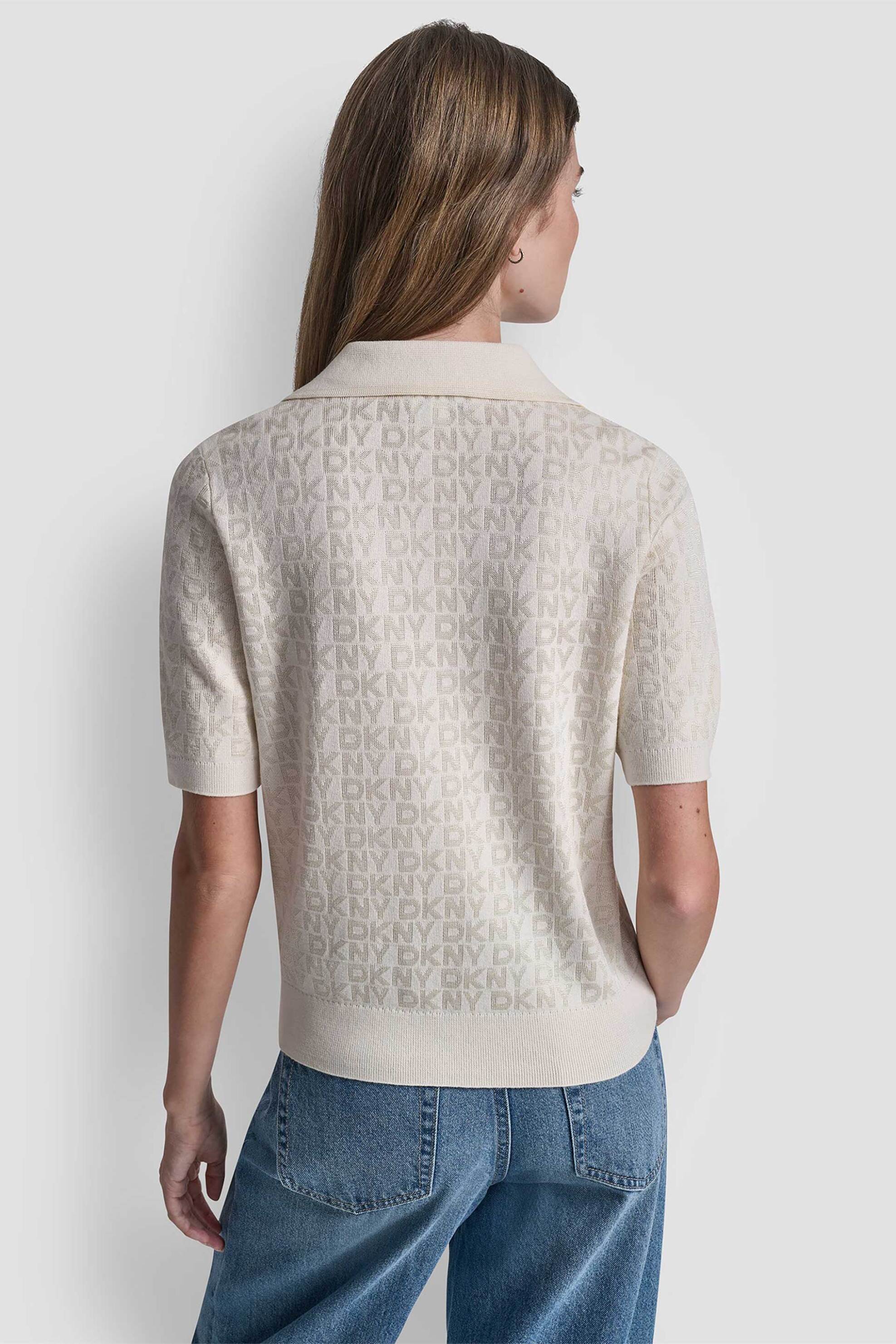 Dkny Γυναικεία Μπλούζα με All-Over Logo - Dj6R0225 Εκρού