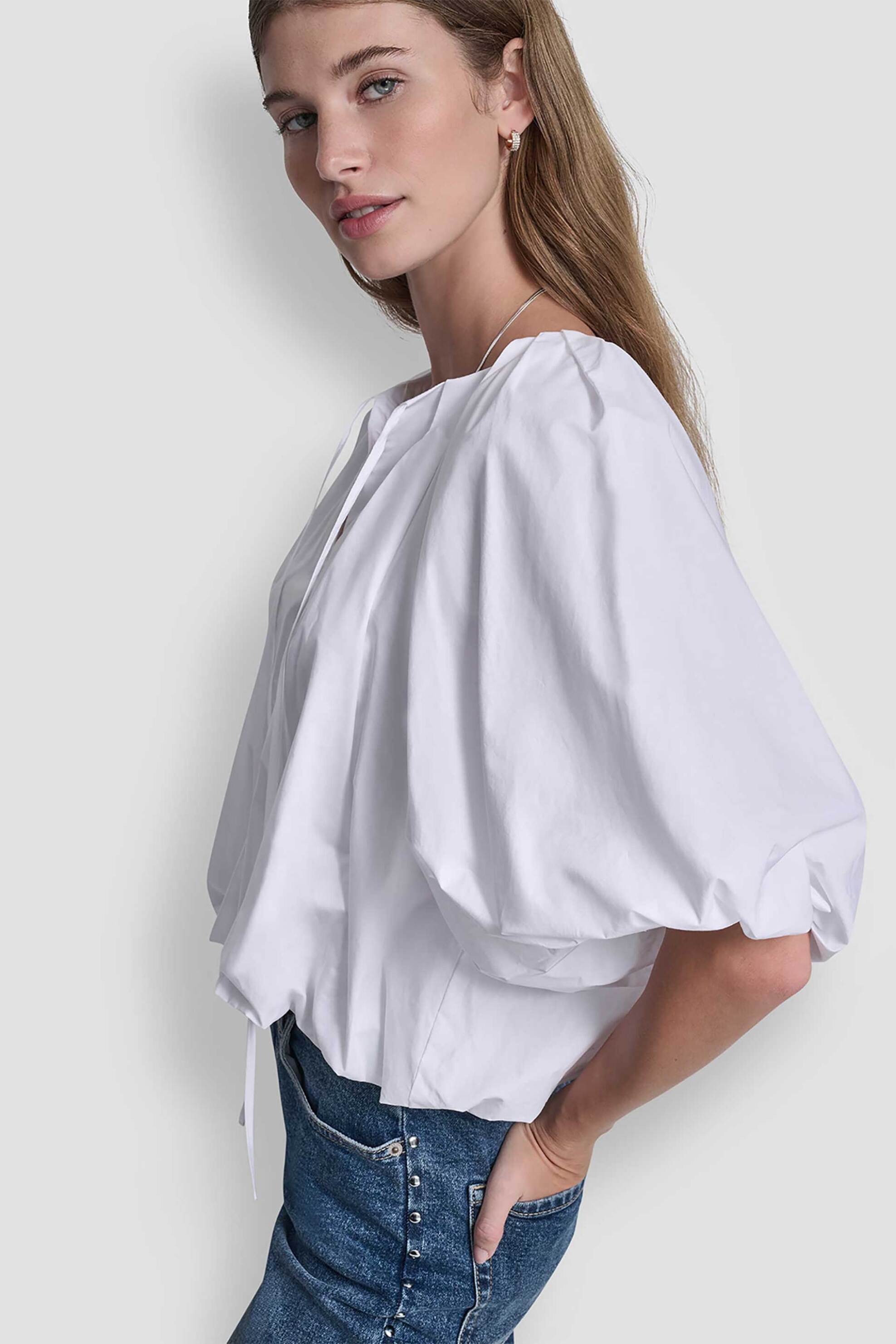 DKNY DKNY γυναικεία μπλούζα με balloon μανίκια - DJ6W2228 Λευκό - 2