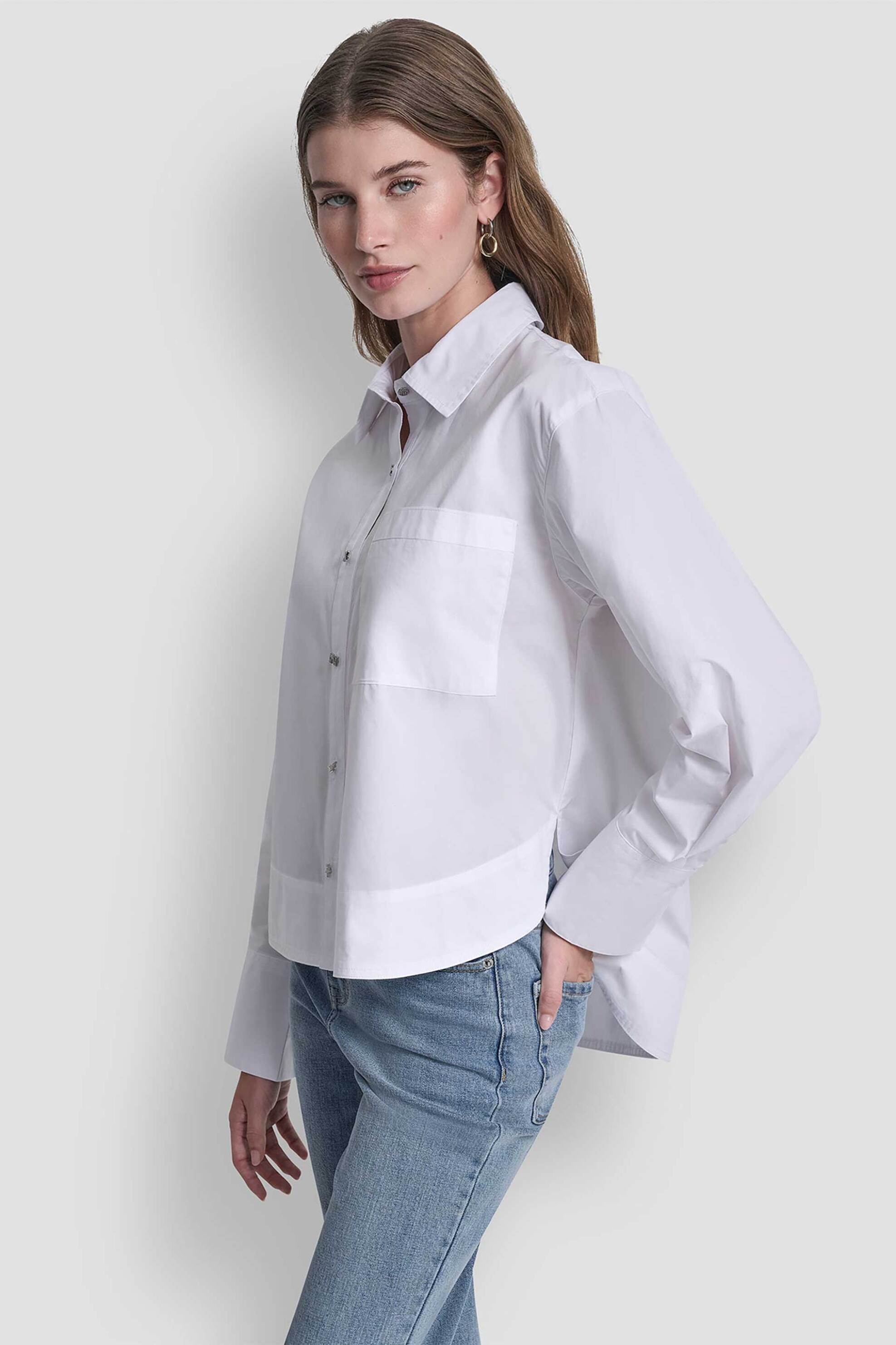 DKNY DKNY γυναικείο πουκάμισο με κουμπιά με στρας - DJ6W2238 Λευκό - 2