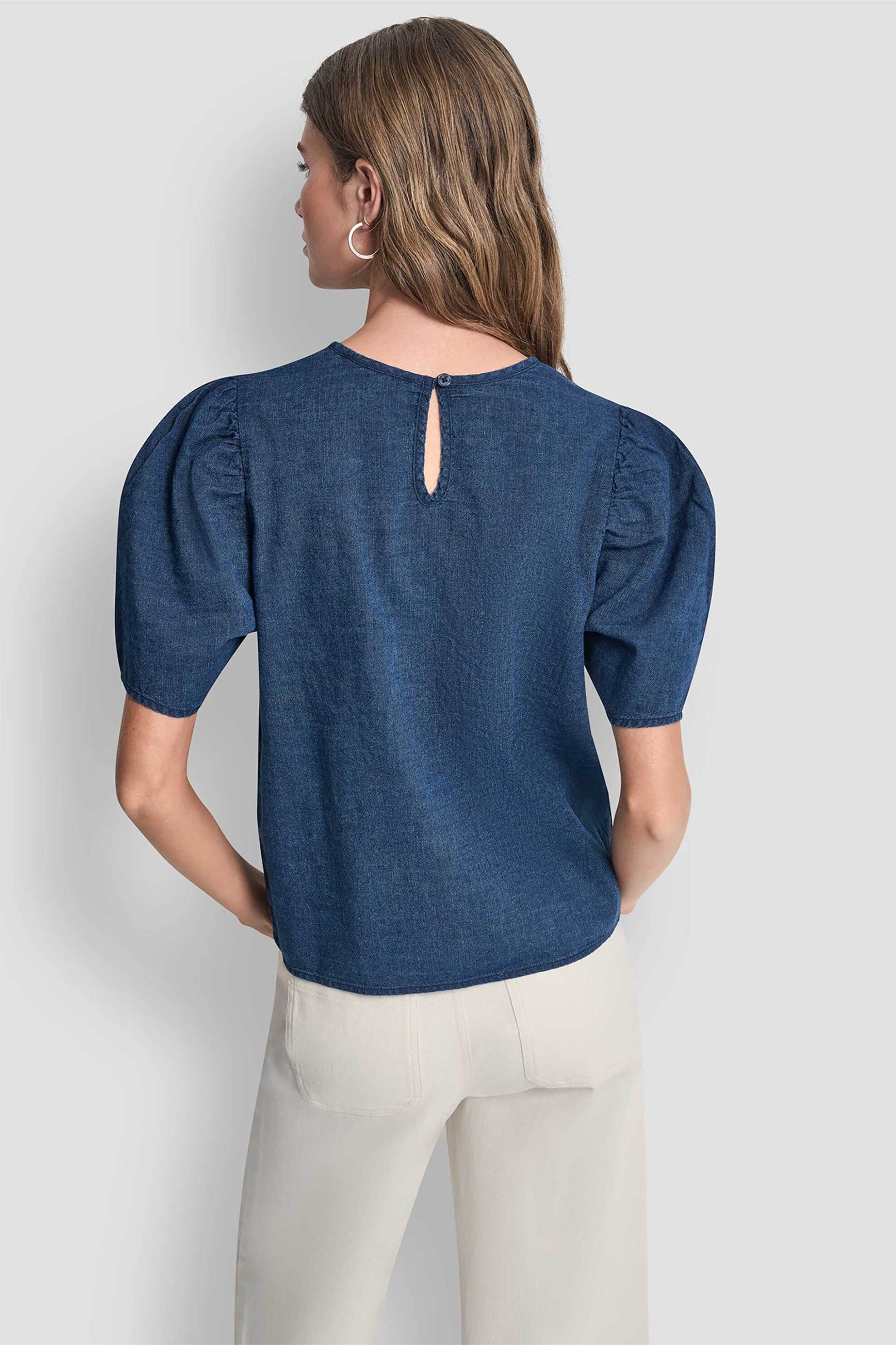 Dkny Γυναικεία Μπλούζα Denim με Balloon Μανίκια - Dj6W2255 Blue