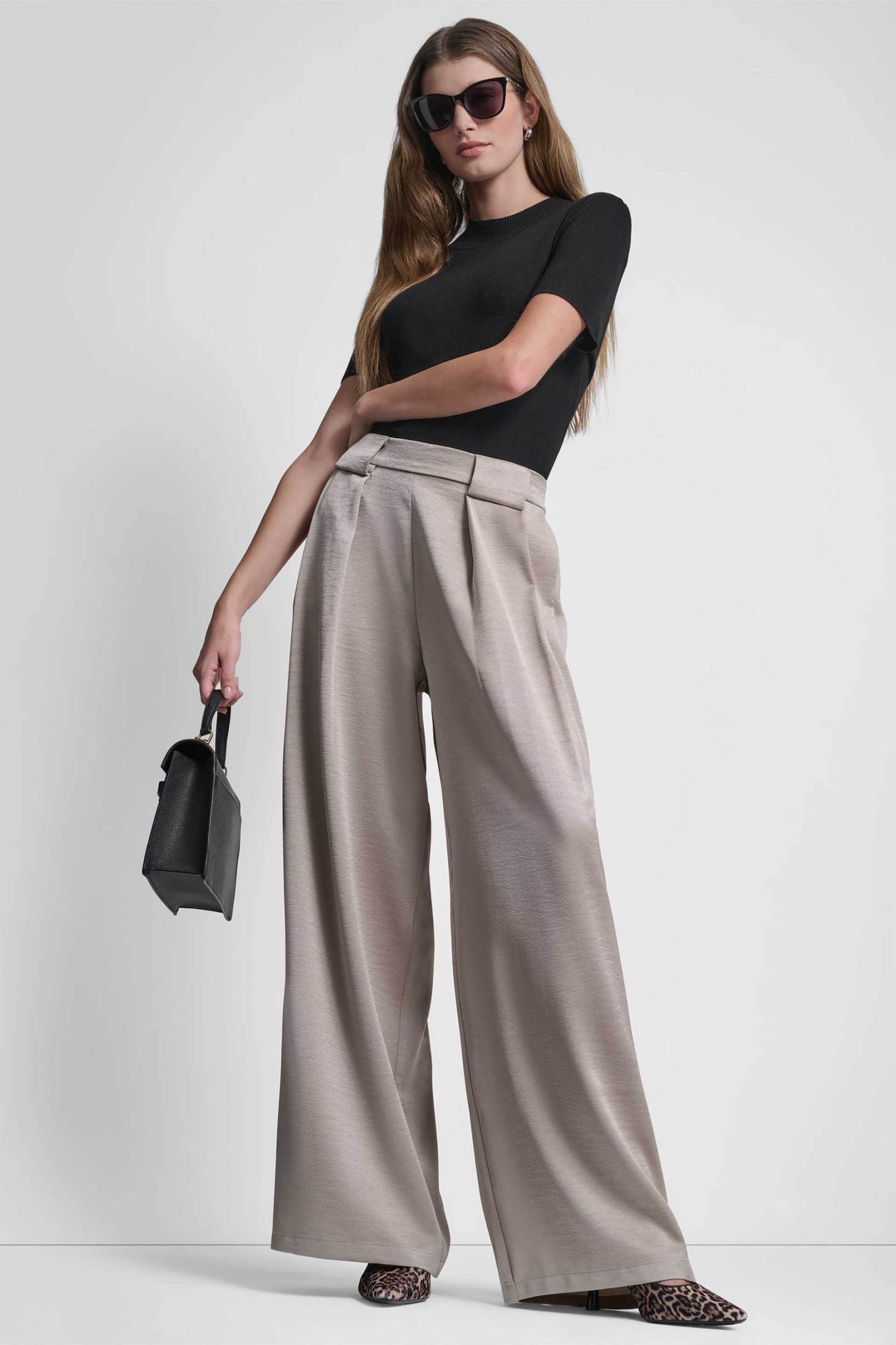 DKNY γυναικείo παντελόνι με πιέτες - P6AK7E57 Μπεζ