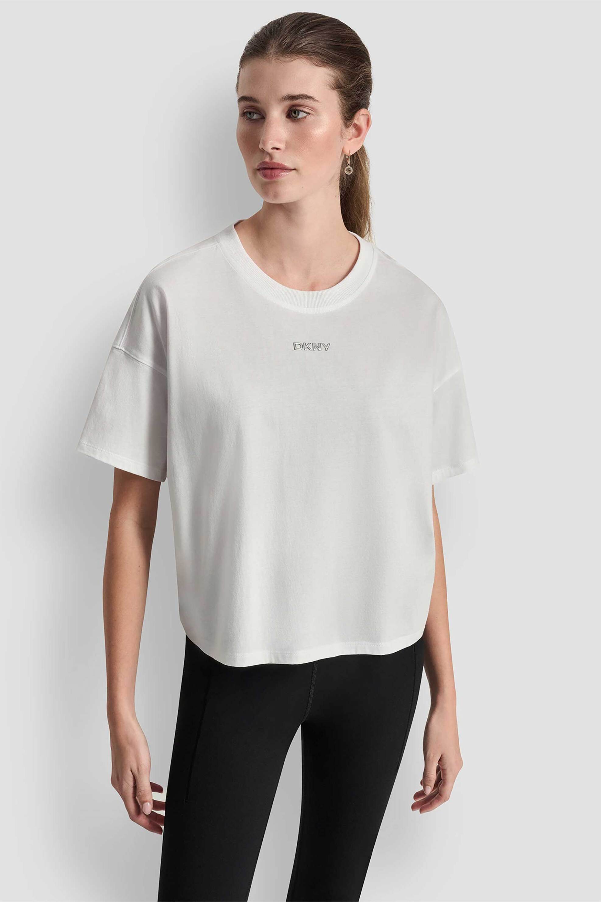 DKNY γυναικείο T-shirt με μεταλλικό λογότυπο - DP6T1662 Λευκό