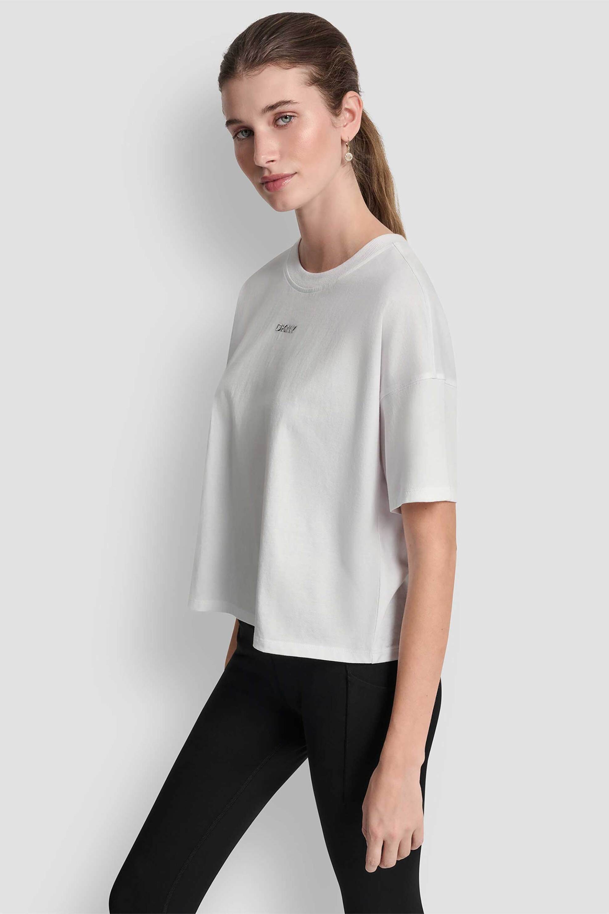 DKNY DKNY γυναικείο T-shirt με μεταλλικό λογότυπο - DP6T1662 Λευκό - 2