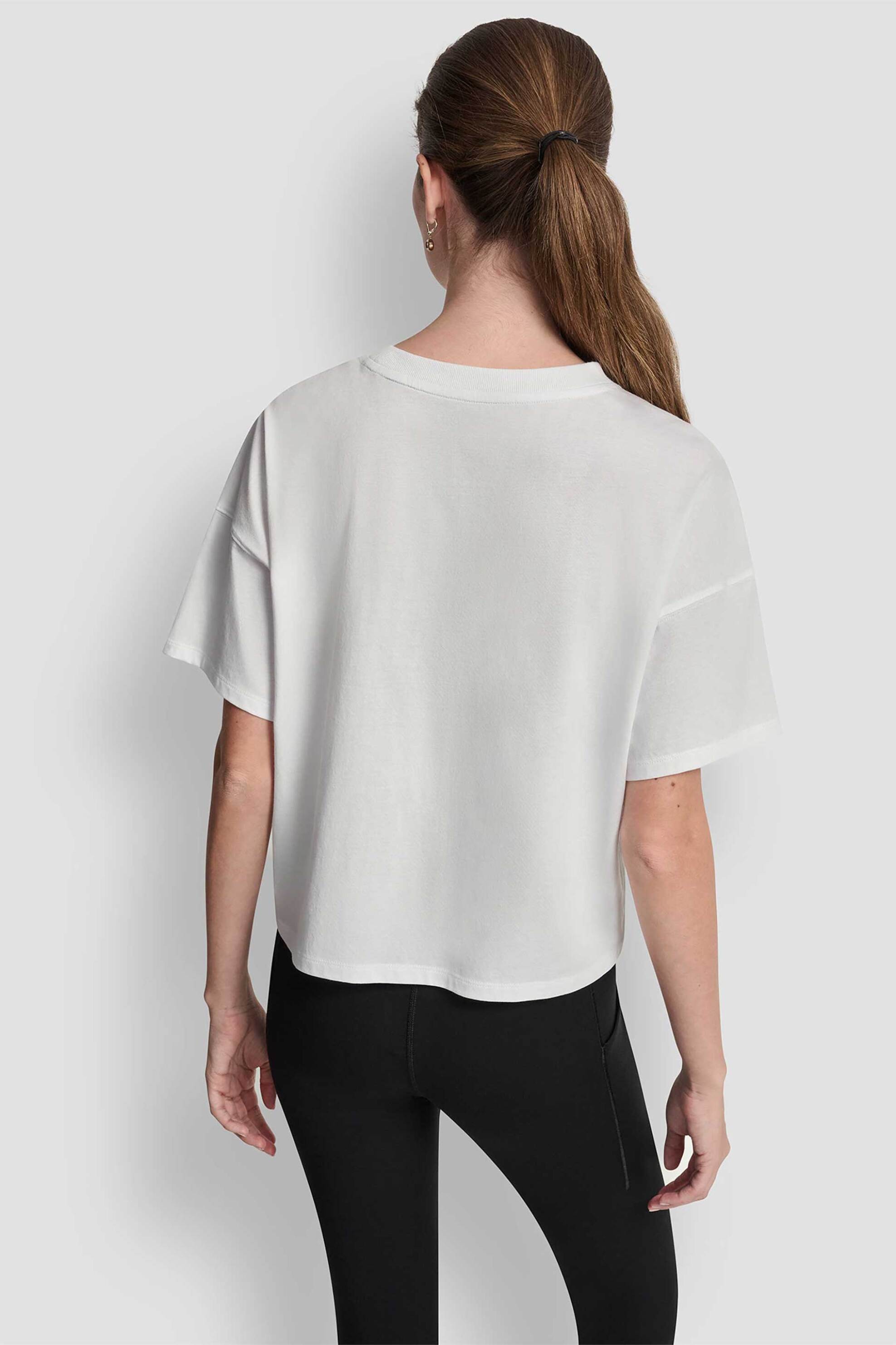 Dkny Γυναικείο T-Shirt με Μεταλλικό Λογότυπο - Dp6T1662 Λευκό