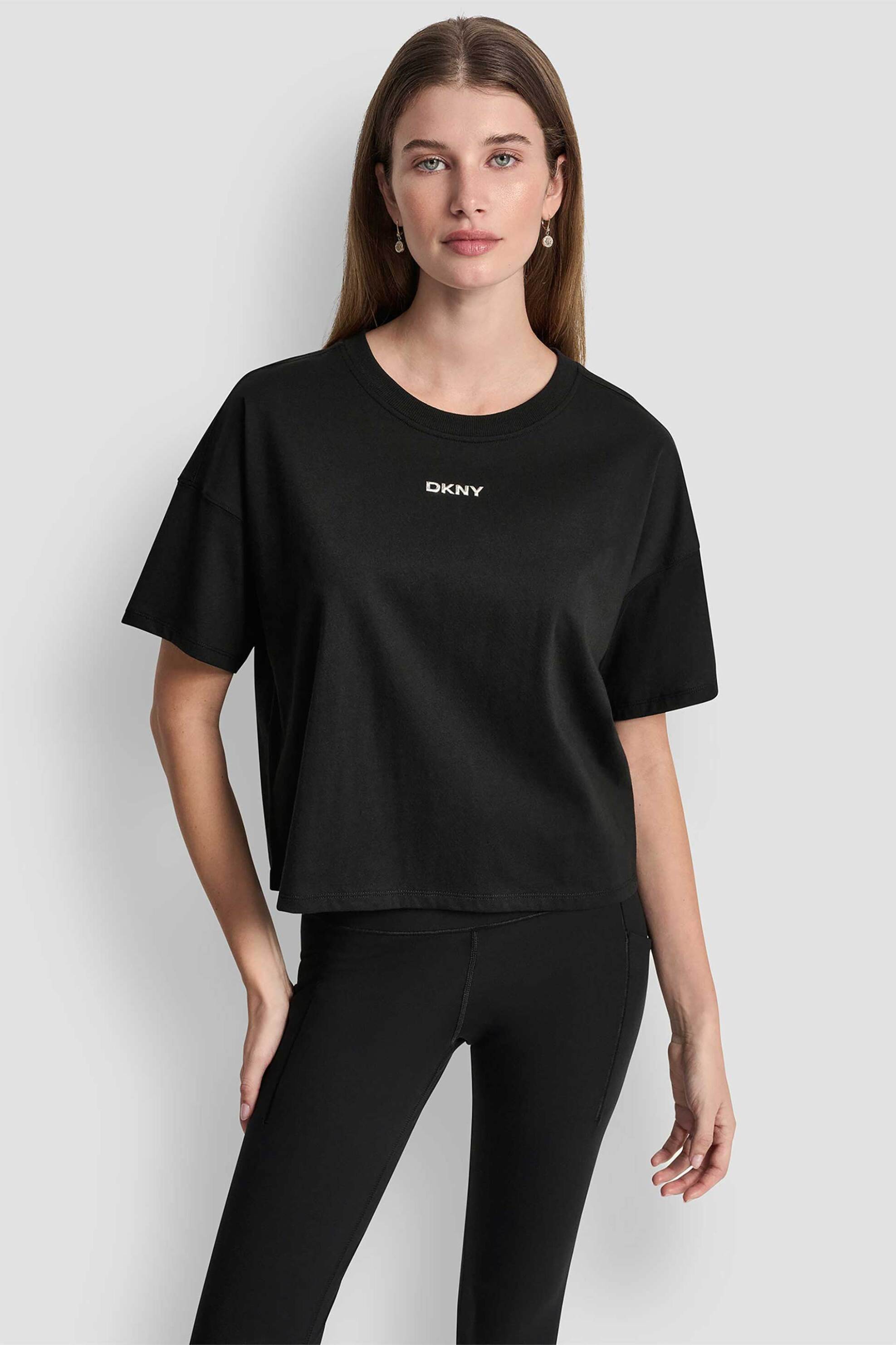 DKNY γυναικείο T-shirt με μεταλλικό λογότυπο - DP6T1662 Μαύρο