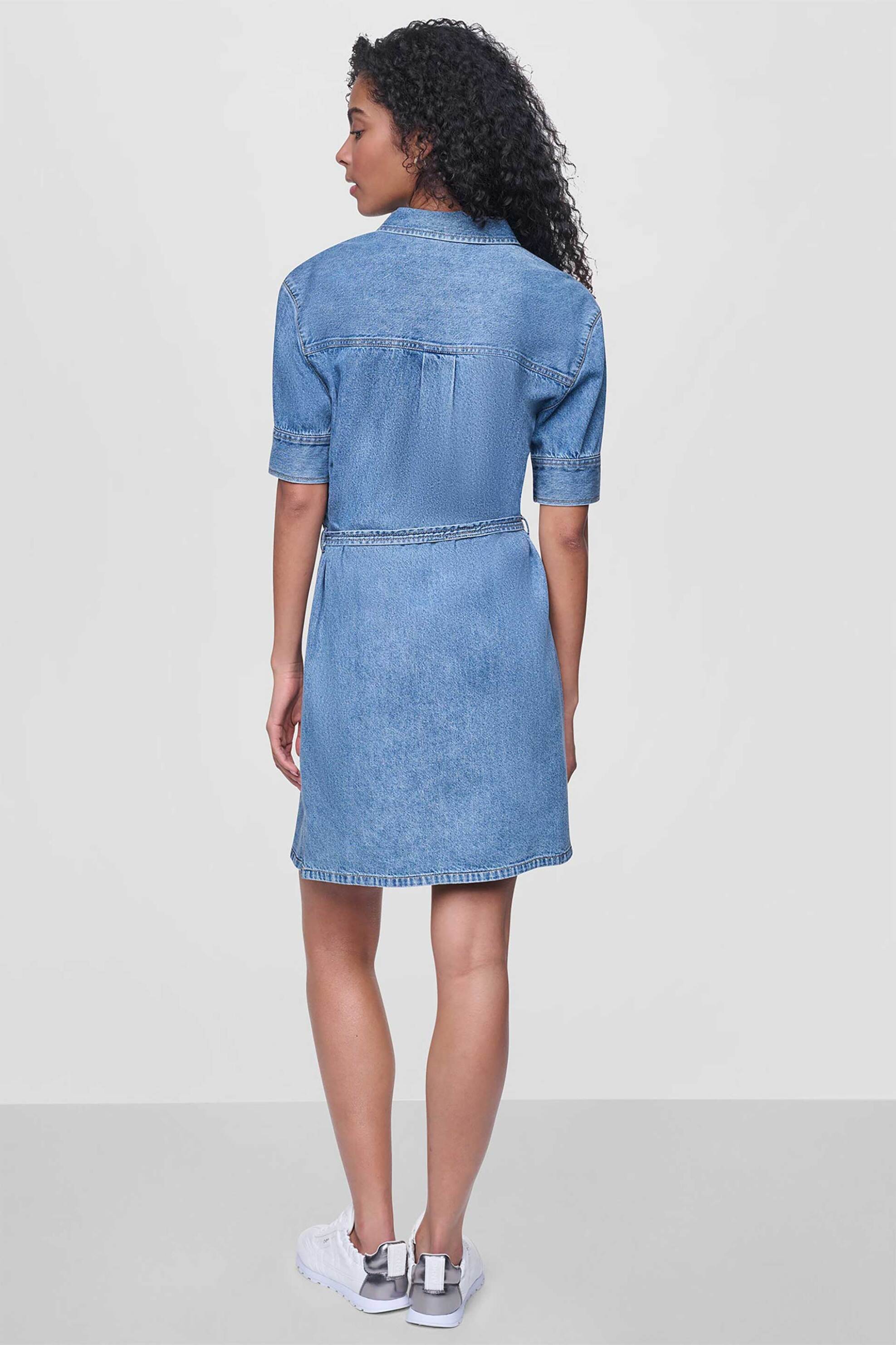 Dkny Γυναικείο Denim Φόρεμα με Ζώνη - Dj6D9185 Blue
