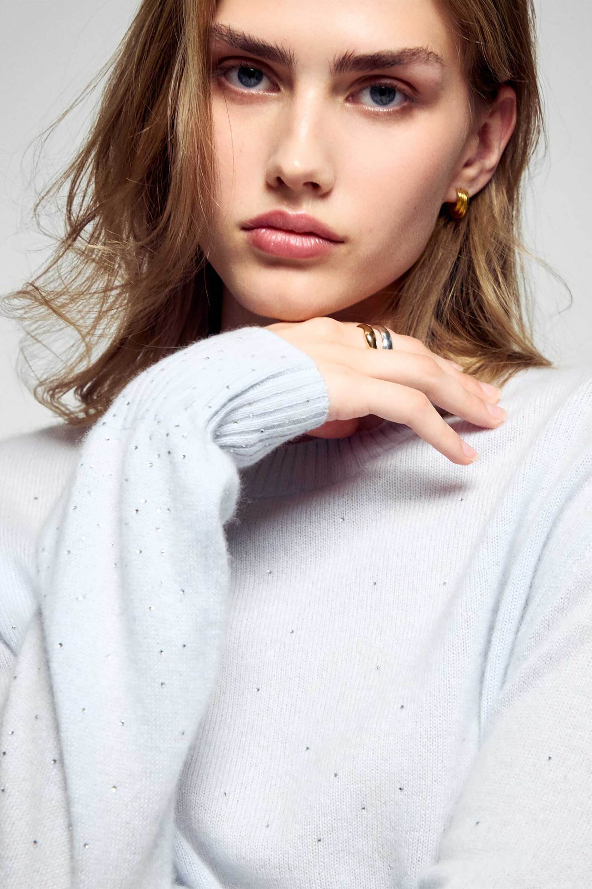 From Future γυναικείο πουλόβερ από κασμίρι με στρας Regular Fit - 2501WPR03298W Γαλάζιο φωτογραφία