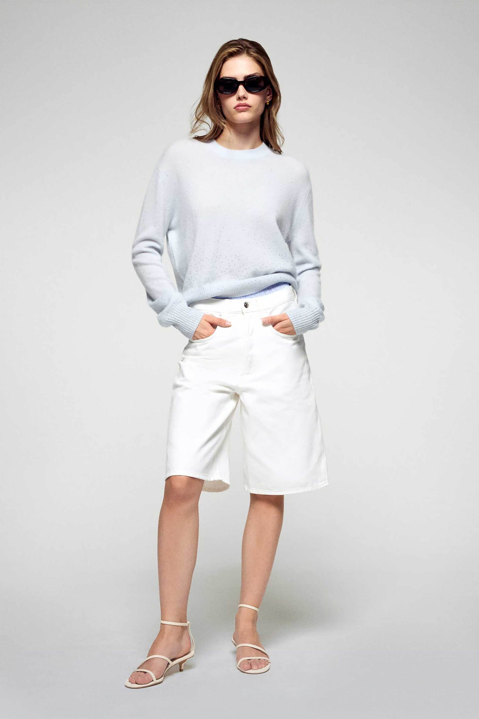 From Future γυναικείο πουλόβερ από κασμίρι με στρας Regular Fit - 2501WPR03298W Γαλάζιο φωτογραφία