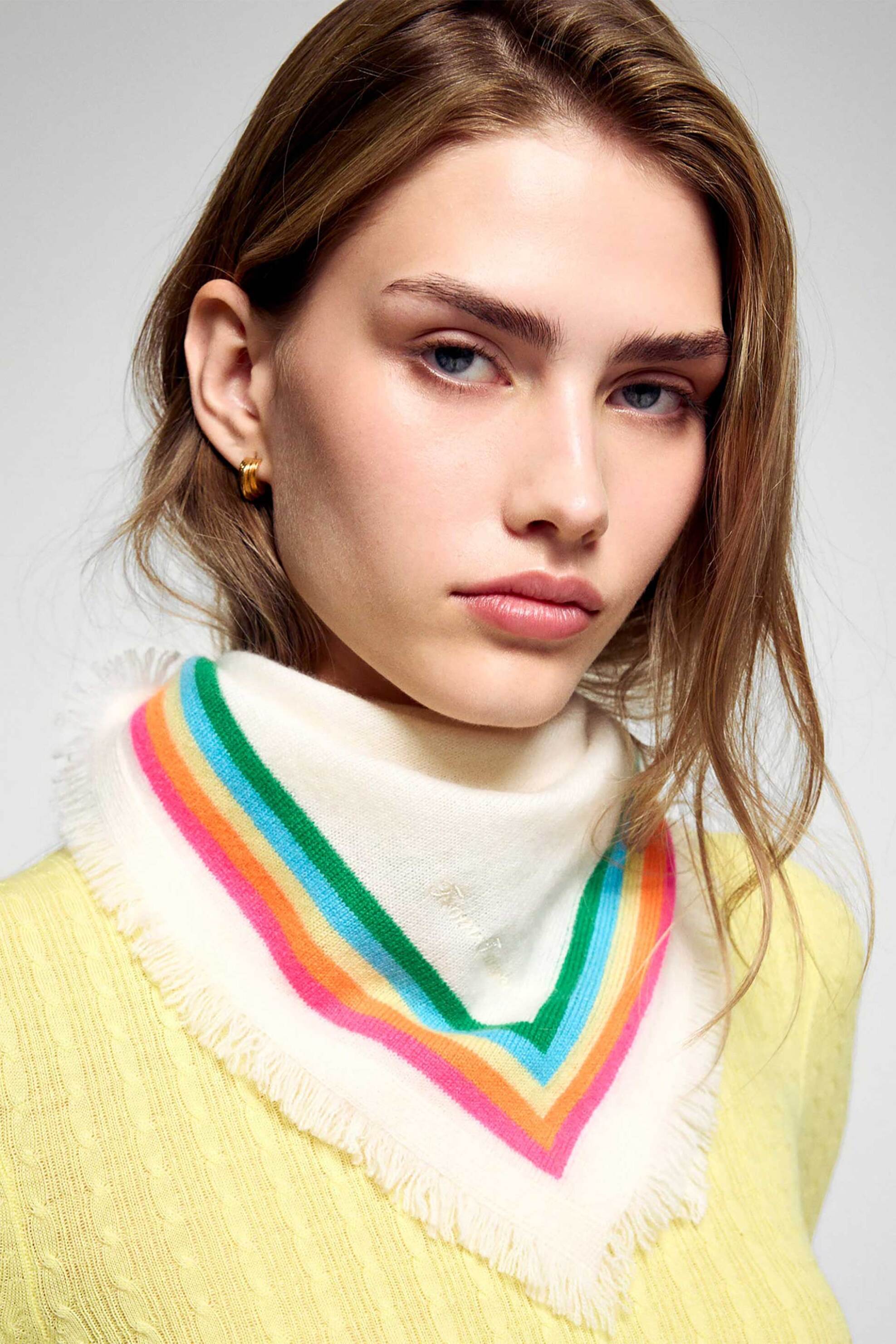 From Future γυναικείο φουλάρι από κασμίρι με ριγέ σχέδιο - PERMAFO02785W Εκρού φωτογραφία