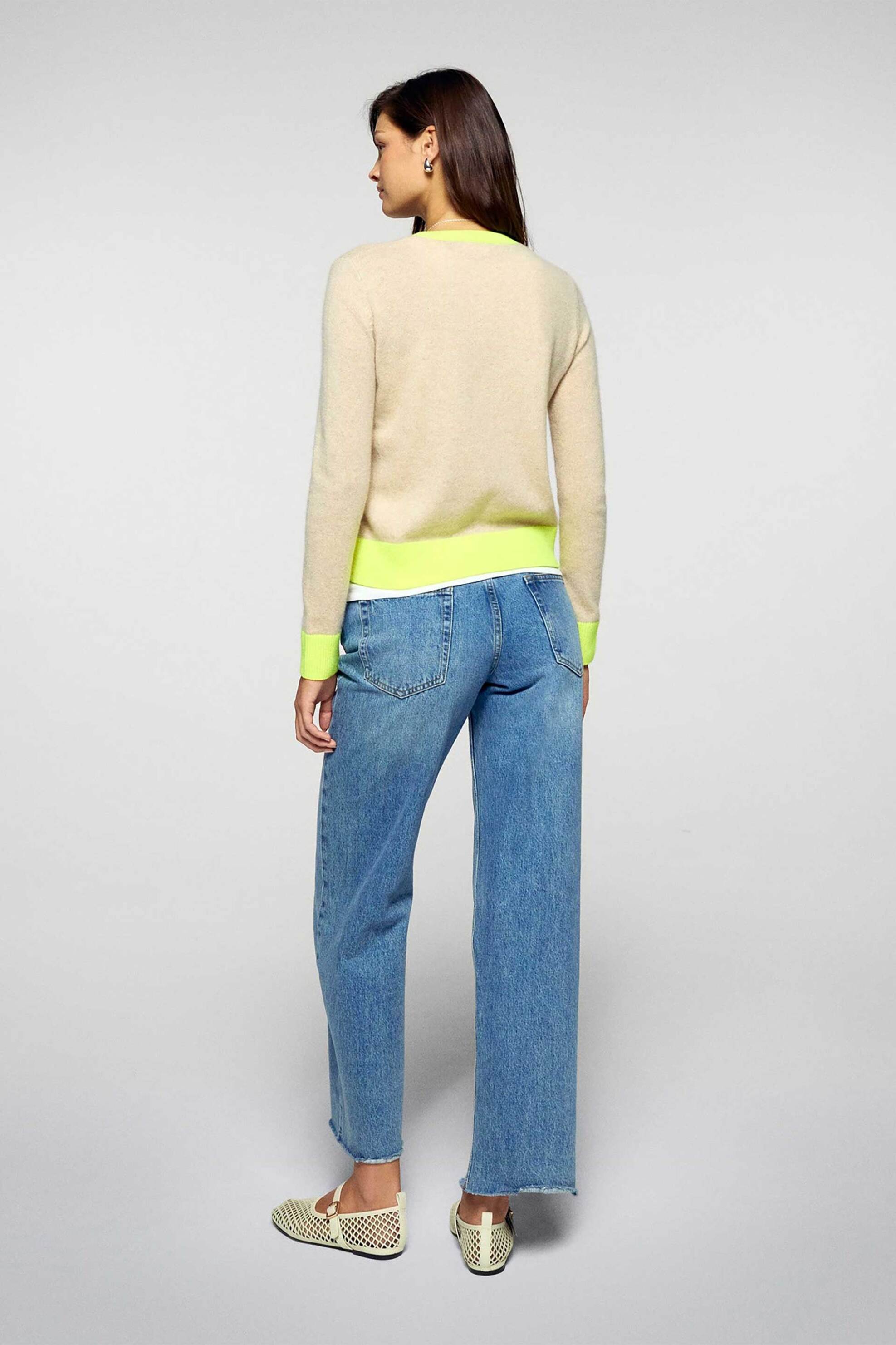 From Future γυναικεία πλεκτή μπλούζα από κασμίρι two-tone Regular Fit - PERMWPR00311W Εκρού φωτογραφία