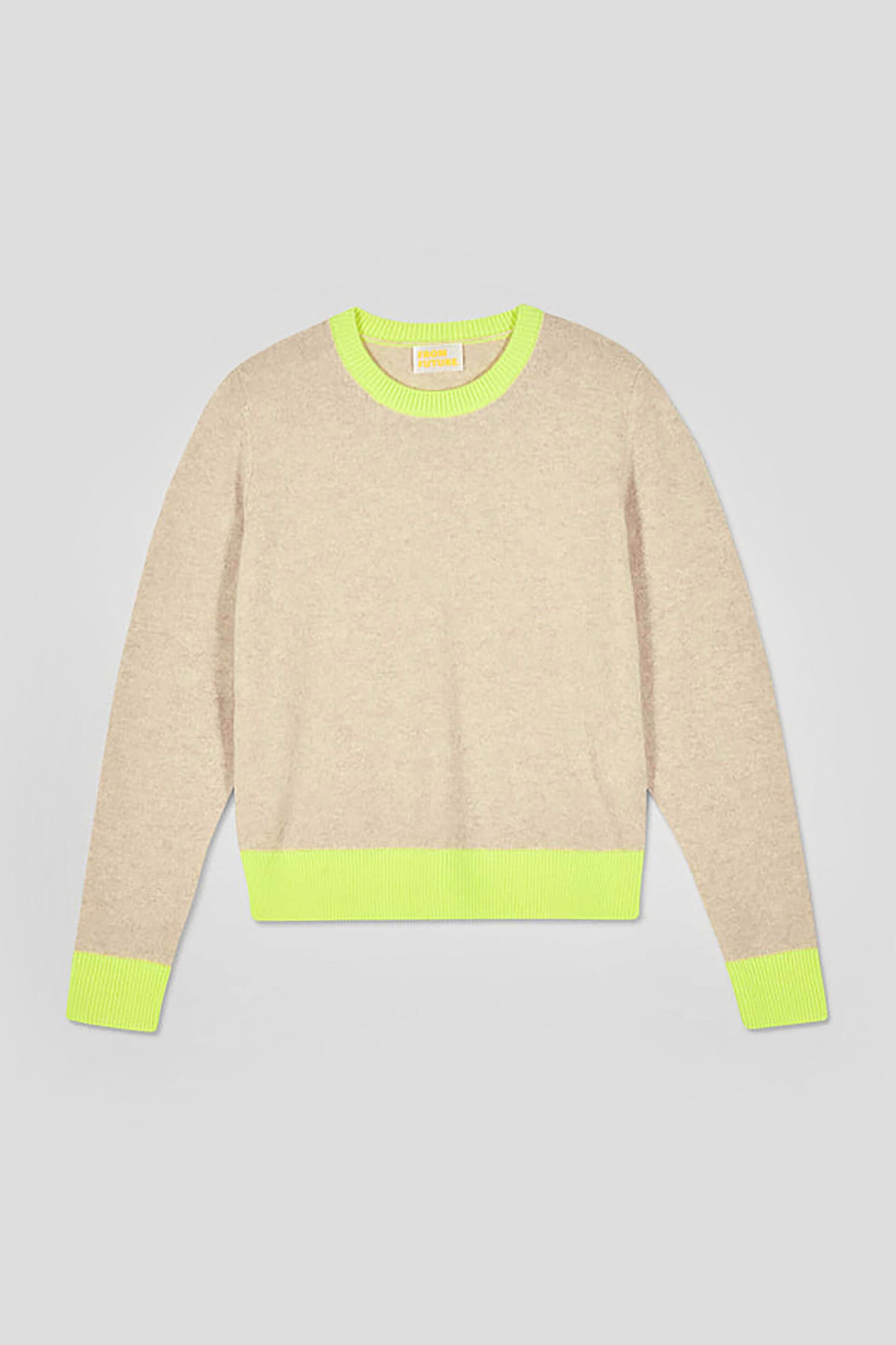 From Future γυναικεία πλεκτή μπλούζα από κασμίρι two-tone Regular Fit - PERMWPR00311W Εκρού φωτογραφία