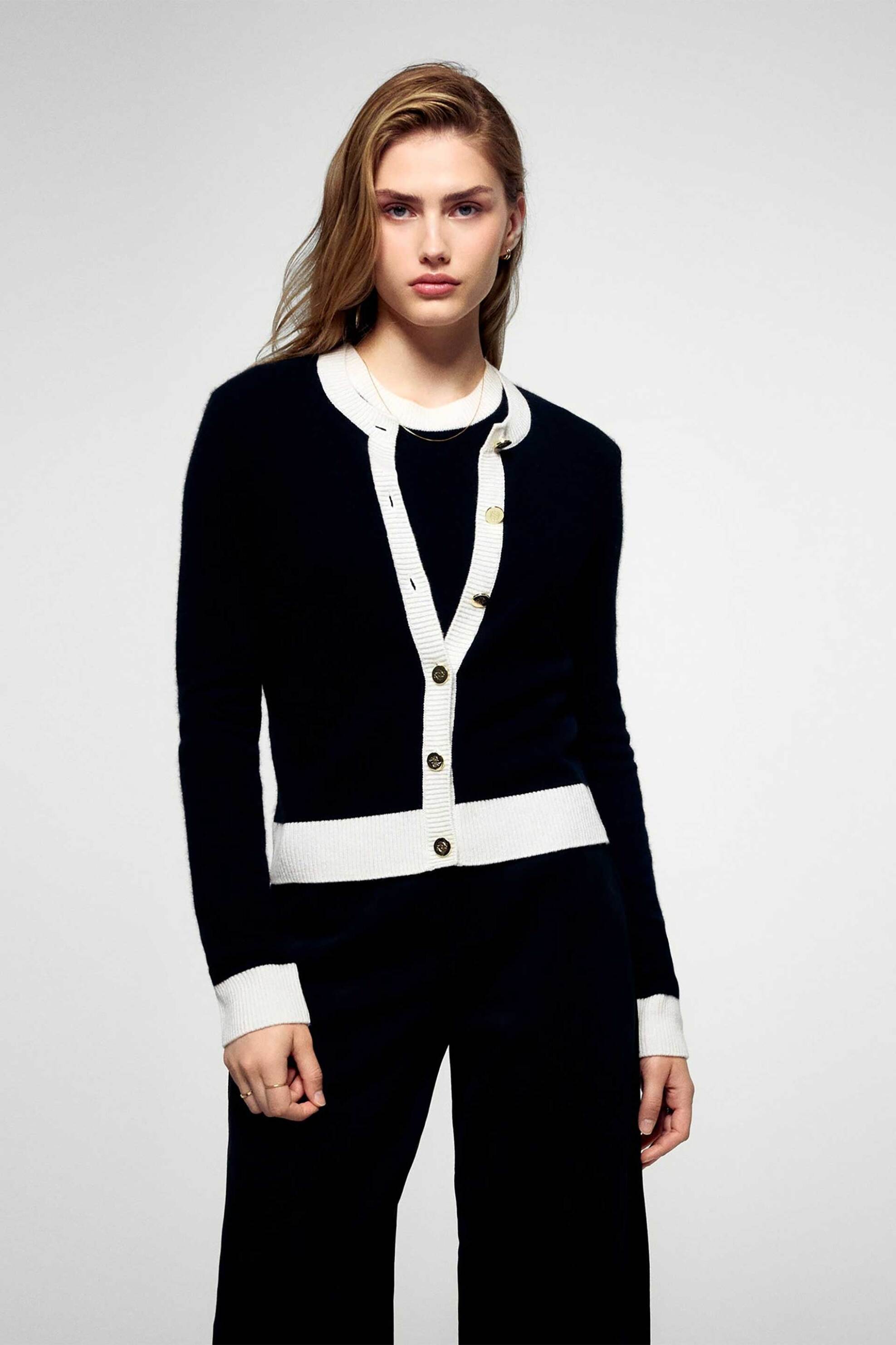 FROM FUTURE From Future γυναικεία ζακέτα από κασμίρι με contrast λεπτομέρειες Regular Fit - 2501WPC03358W Μαύρο