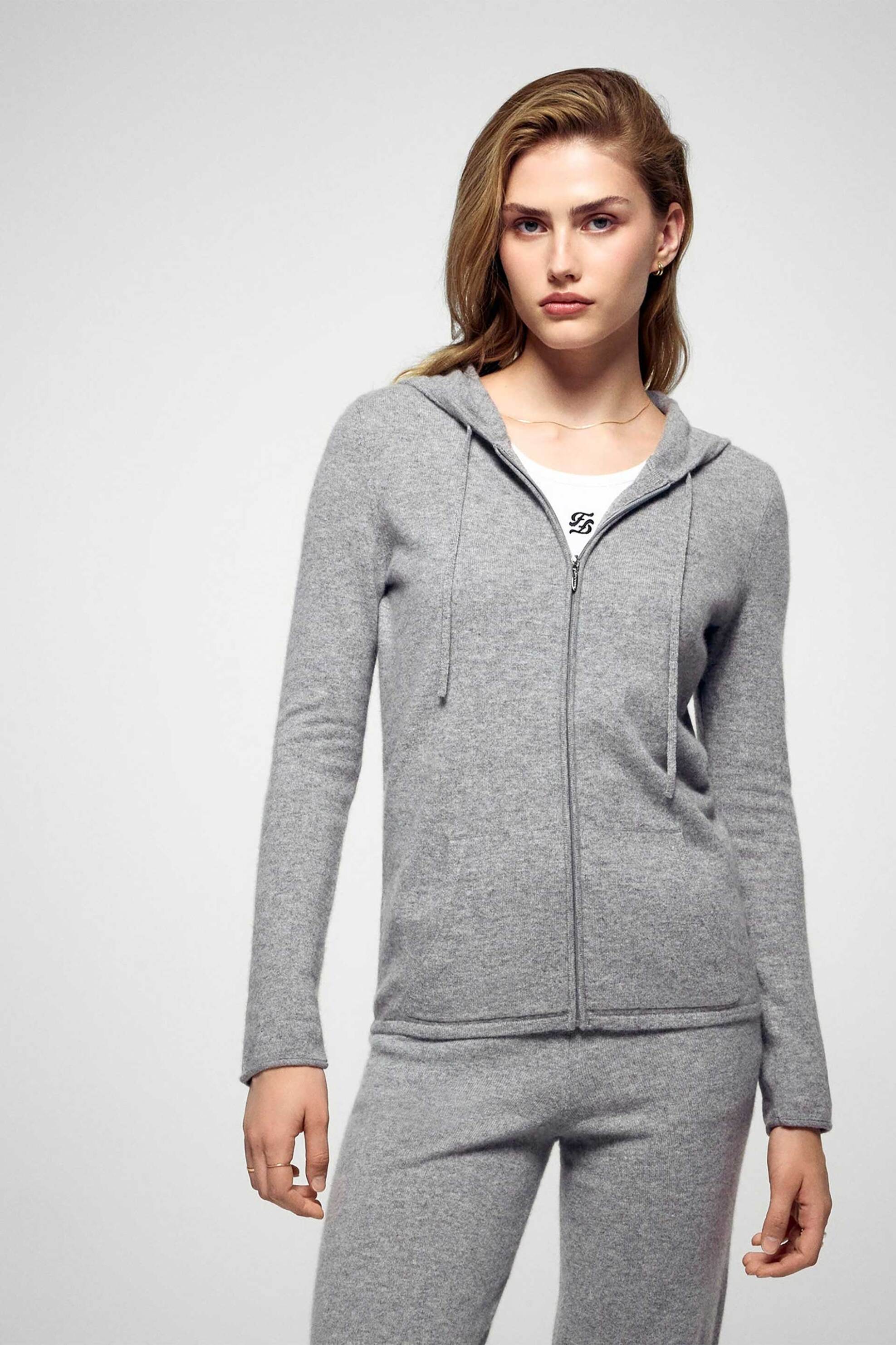 FROM FUTURE From Future γυναικεία ζακέτα από κασμίρι με κουκούλα Regular Fit - PERMWPH00007W Γκρι