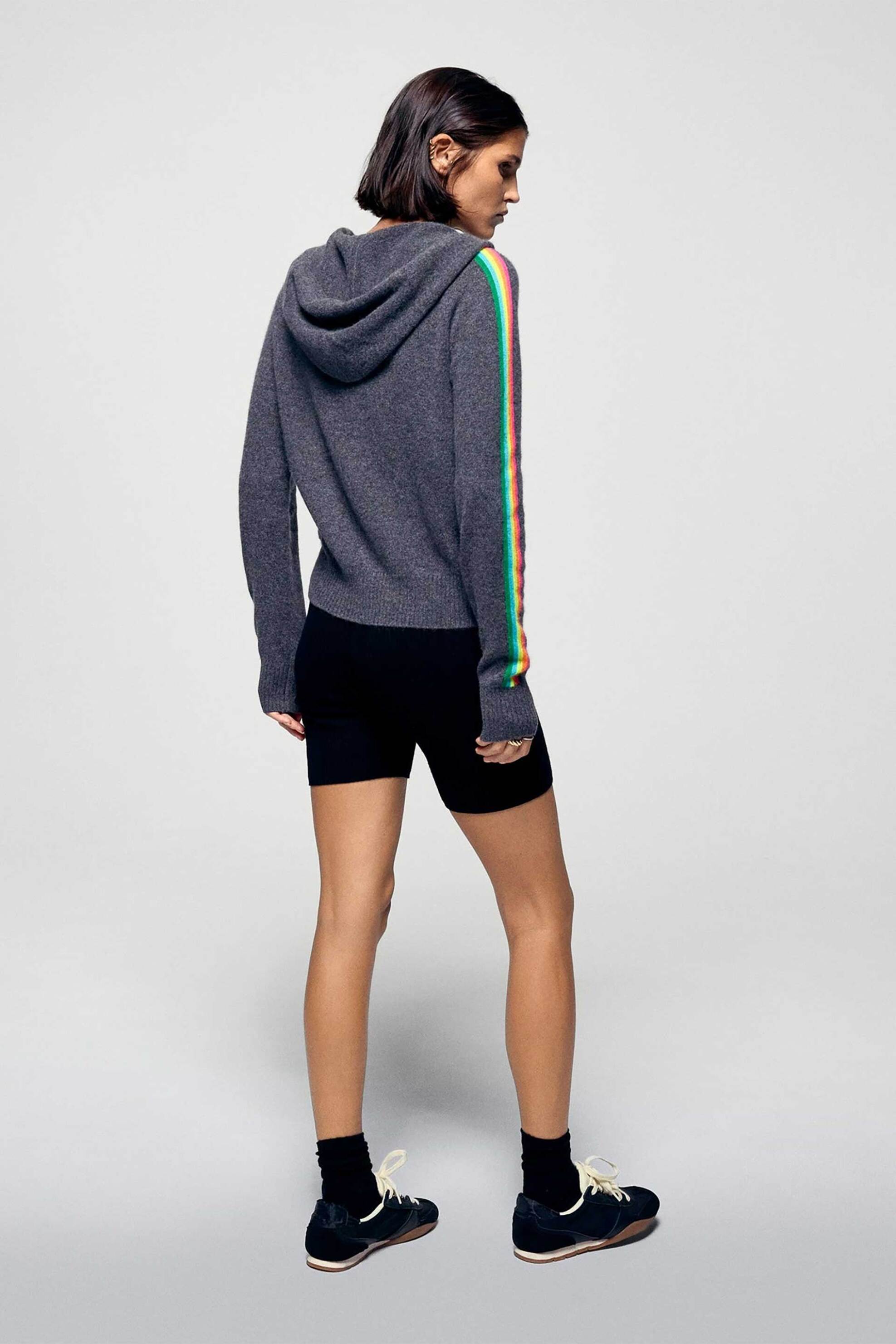 From Future γυναικεία ζακέτα από κασμίρι με ρίγες και κουκούλα Regular Fit - PERMWPH01075W Ανθρακί φωτογραφία