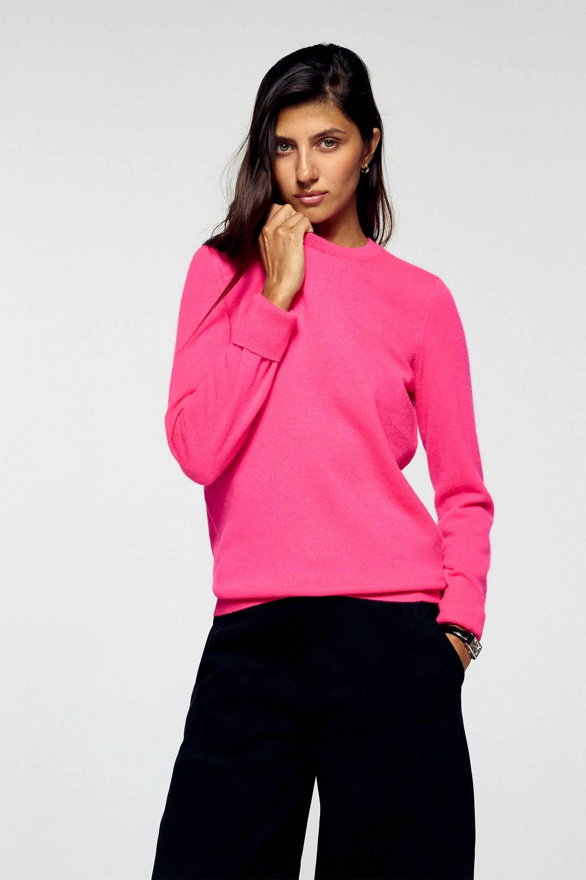 FROM FUTURE From Future γυναικείο πουλόβερ από κασμίρι με στρογγυλή λαιμόκοψη Regular Fit - PERMWPR00019W Ροζ