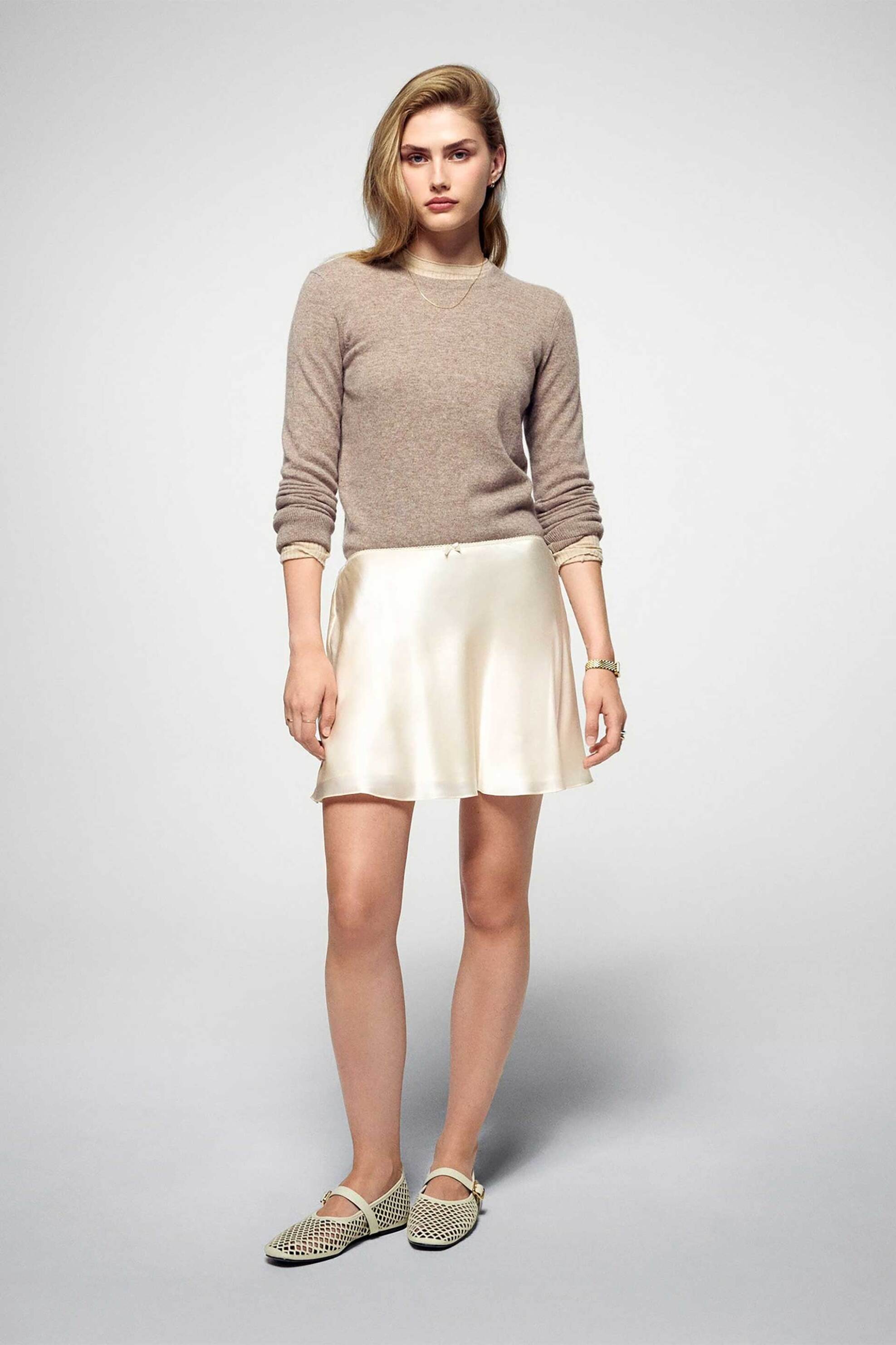 From Future γυναικείο πουλόβερ από κασμίρι με στρογγυλή λαιμόκοψη Regular Fit - PERMWPR00019W Μπεζ φωτογραφία