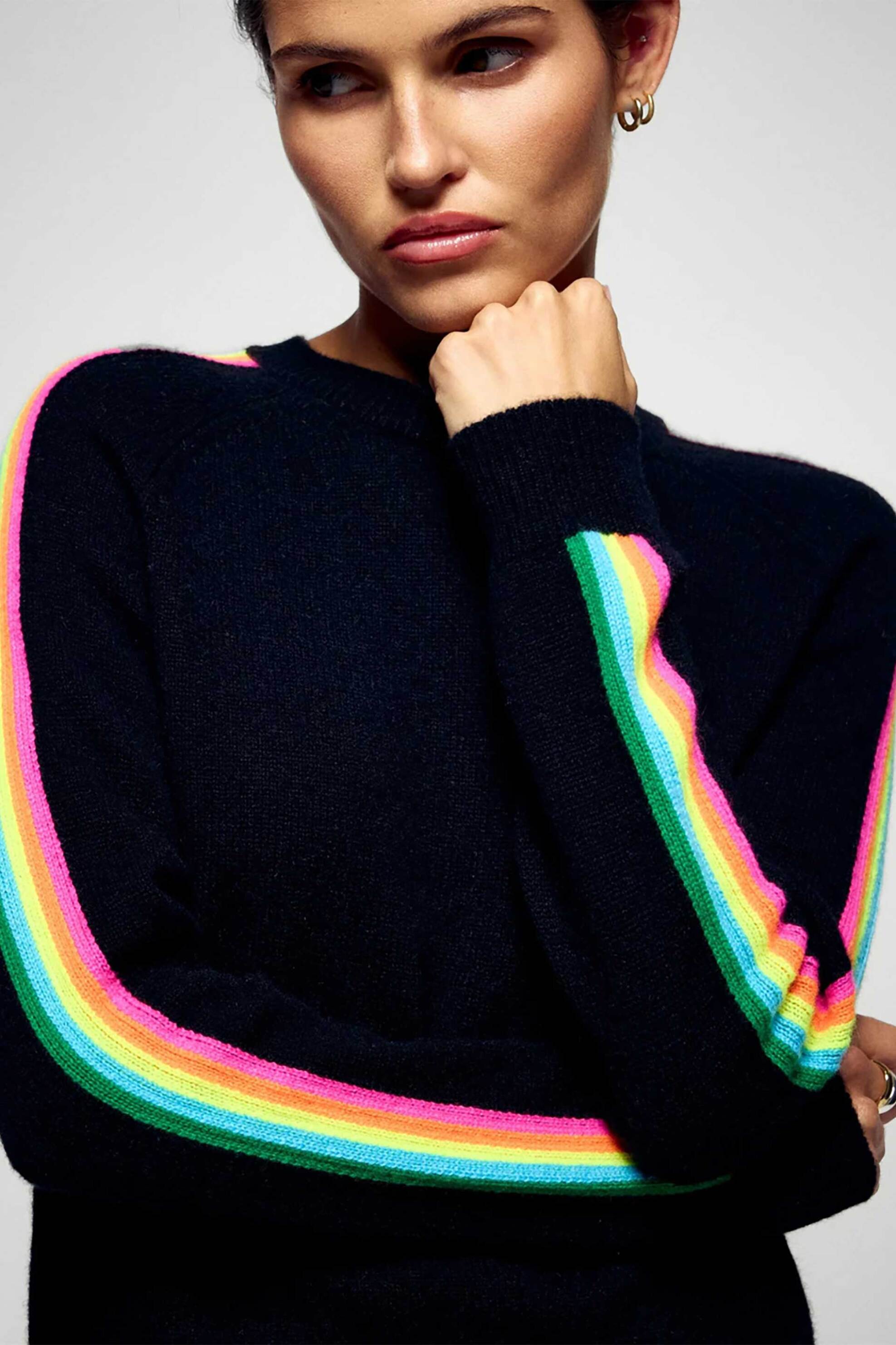 From Future γυναικείο πουλόβερ από κασμίρι με ρίγες Regular Fit - PERMWPR00094W Μαύρο φωτογραφία