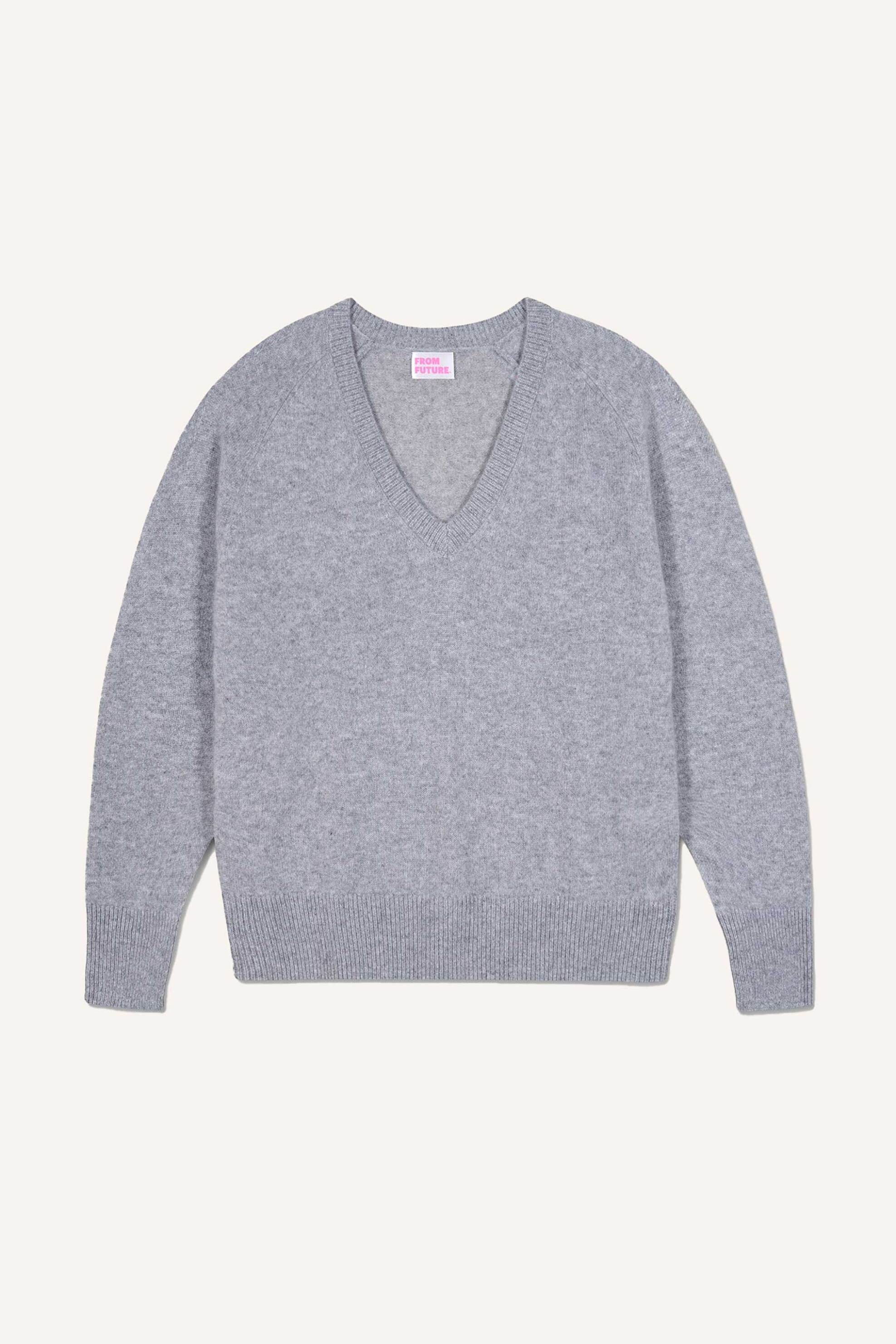 FROM FUTURE From Future γυναικείο πουλόβερ από κασμίρι με V λαιμόκοψη Regular Fit - PERMWPV00021W Γκρι