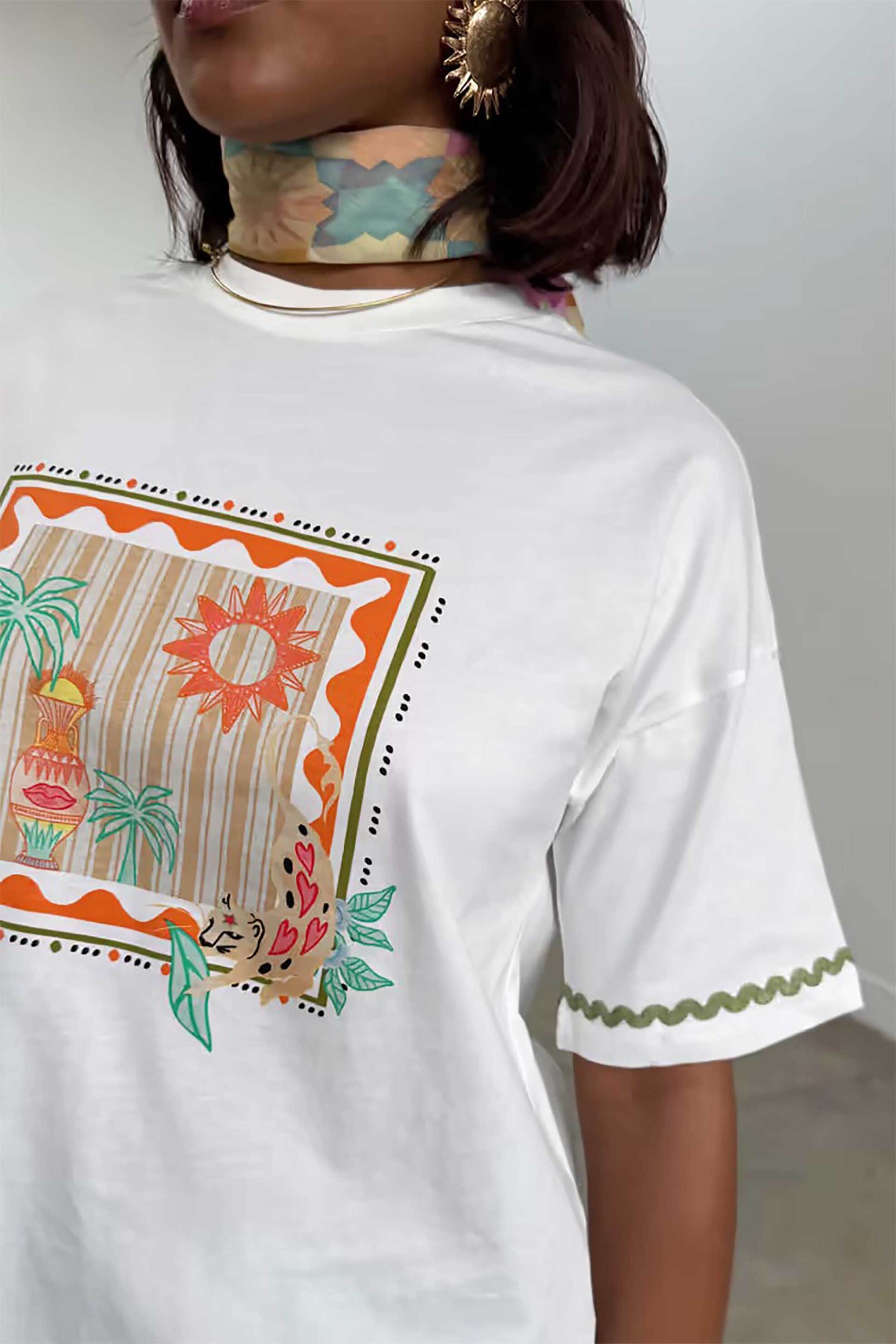 Never Fully Dressed γυναικείο T-shirt με print - NFDTO1683WELL Λευκό φωτογραφία