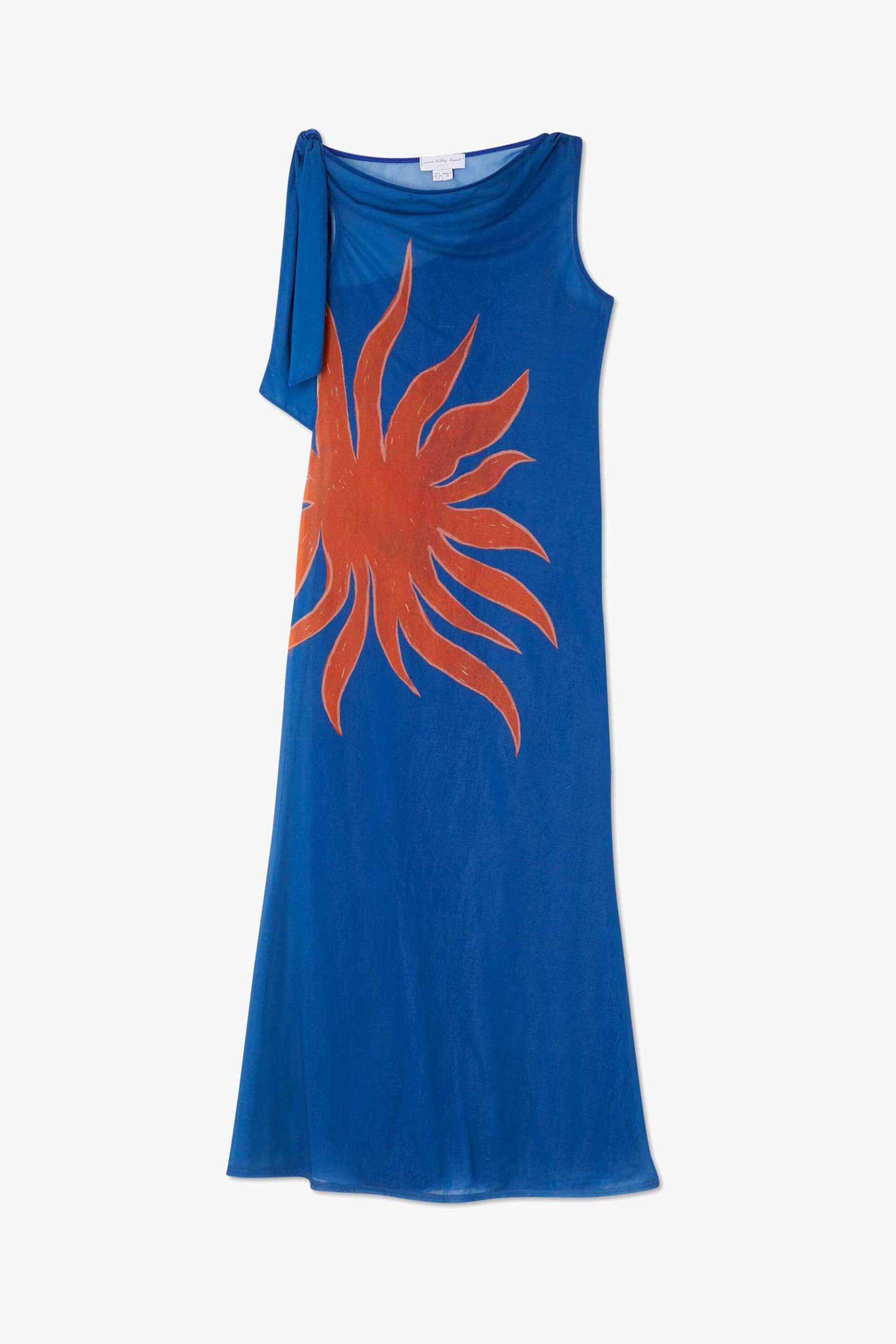 Never Fully Dressed Γυναικείο Maxi Φόρεμα με Print Και Έναν Ώμο Lyla - Nfddr2012Bl06 Μπλε