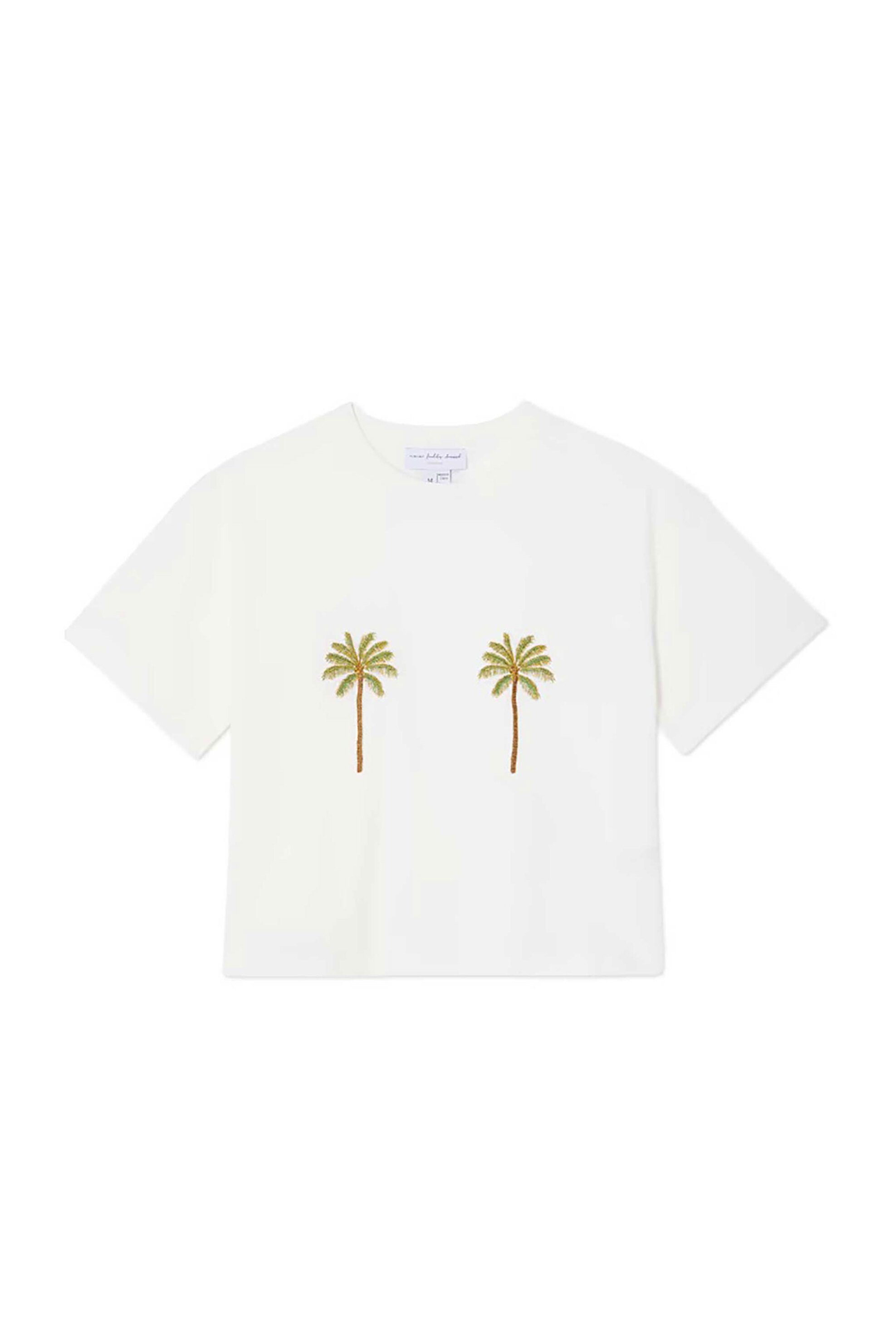NEVER FULLY DRESSED Never Fully Dressed γυναικείο T-shirt με κέντημα Palm Boob - NFDTO1726WELL Λευκό - 4