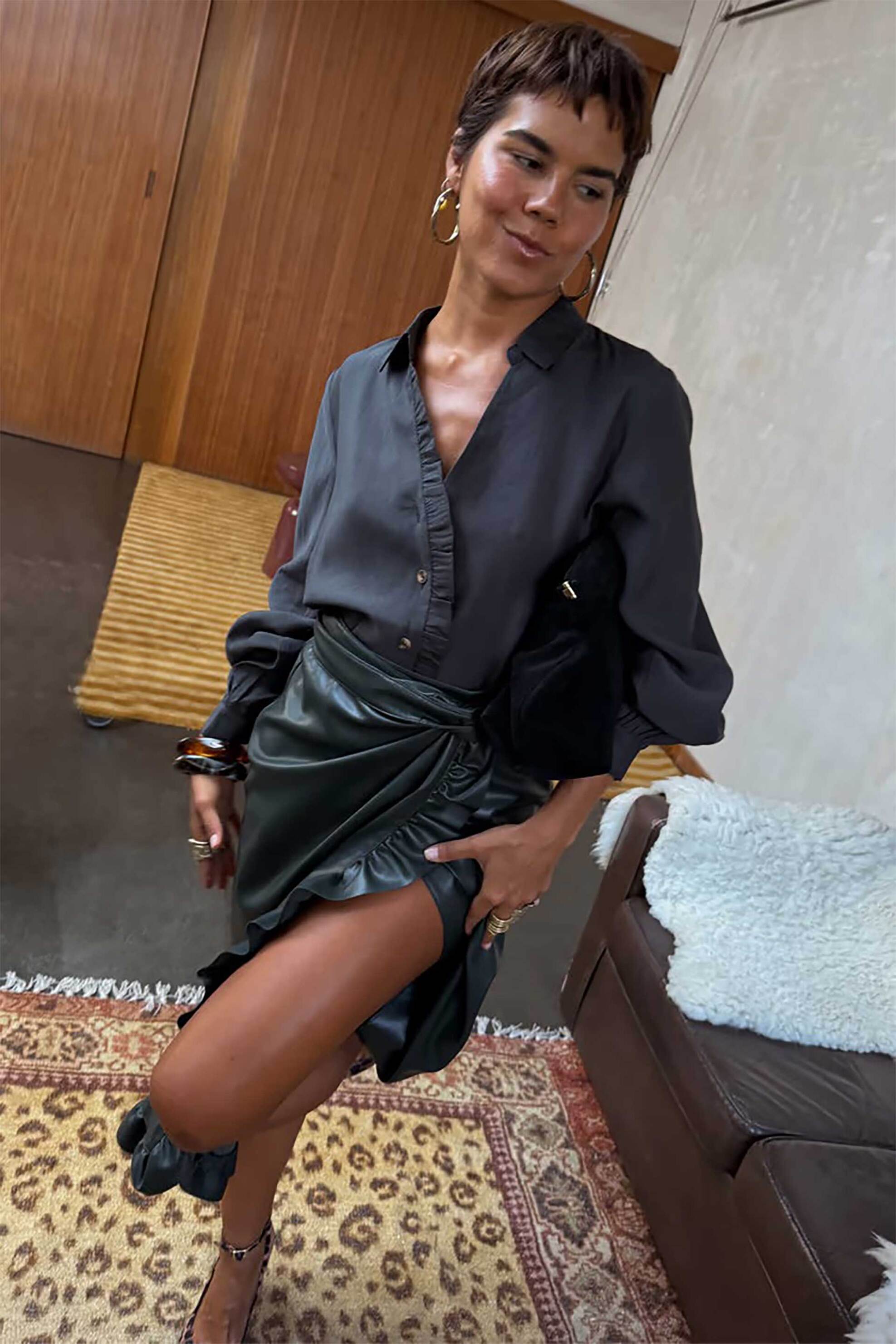 Never Fully Dressed γυναικείο πουκάμισο με βολάν "Miley" - NFDTO1920GN08 Μαύρο