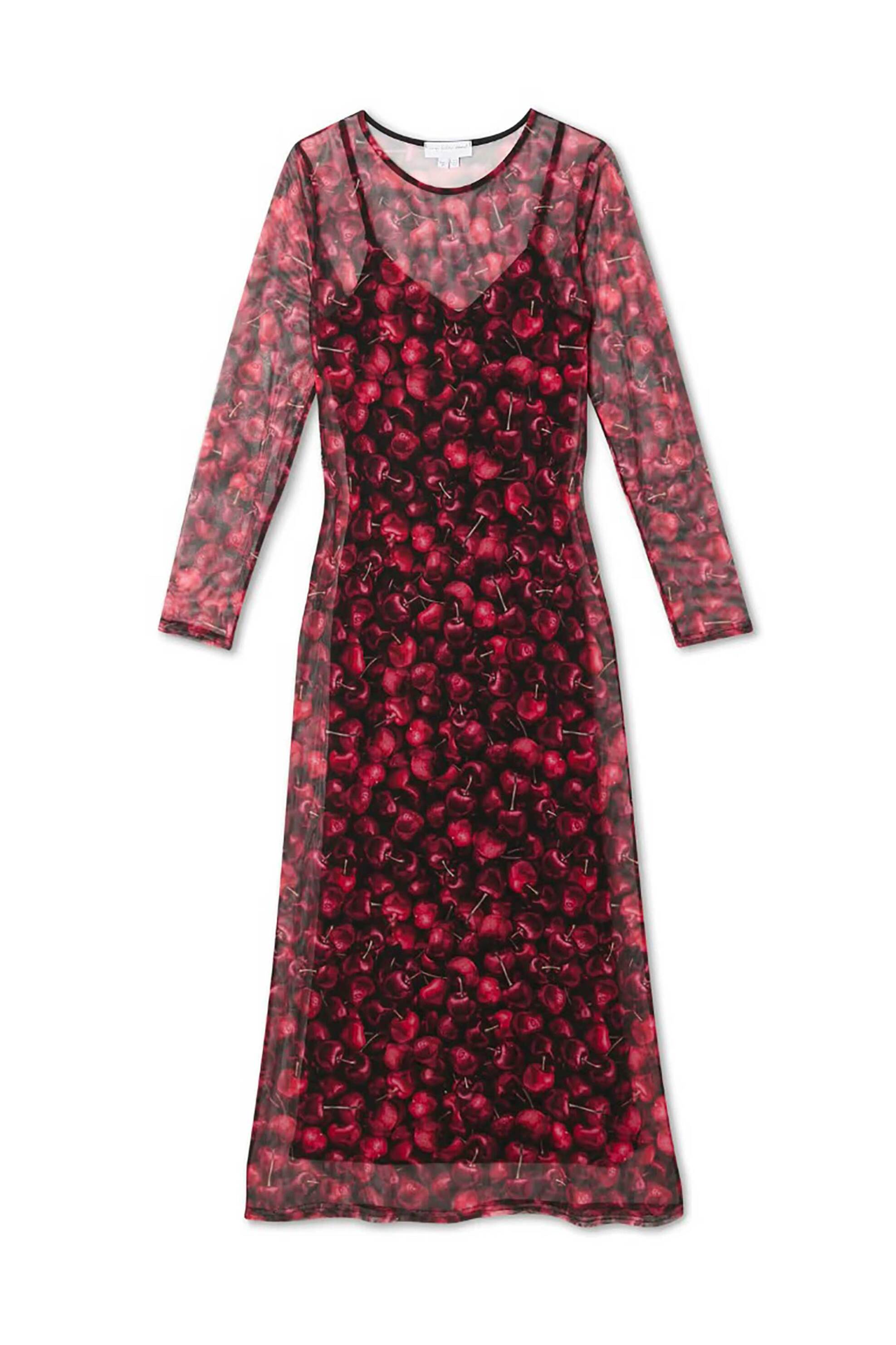 Never Fully Dressed γυναικείο maxi φόρεμα με cherry print "Cherry Mesh Soho" - NFDDR3167RD10 Κόκκινο φωτογραφία