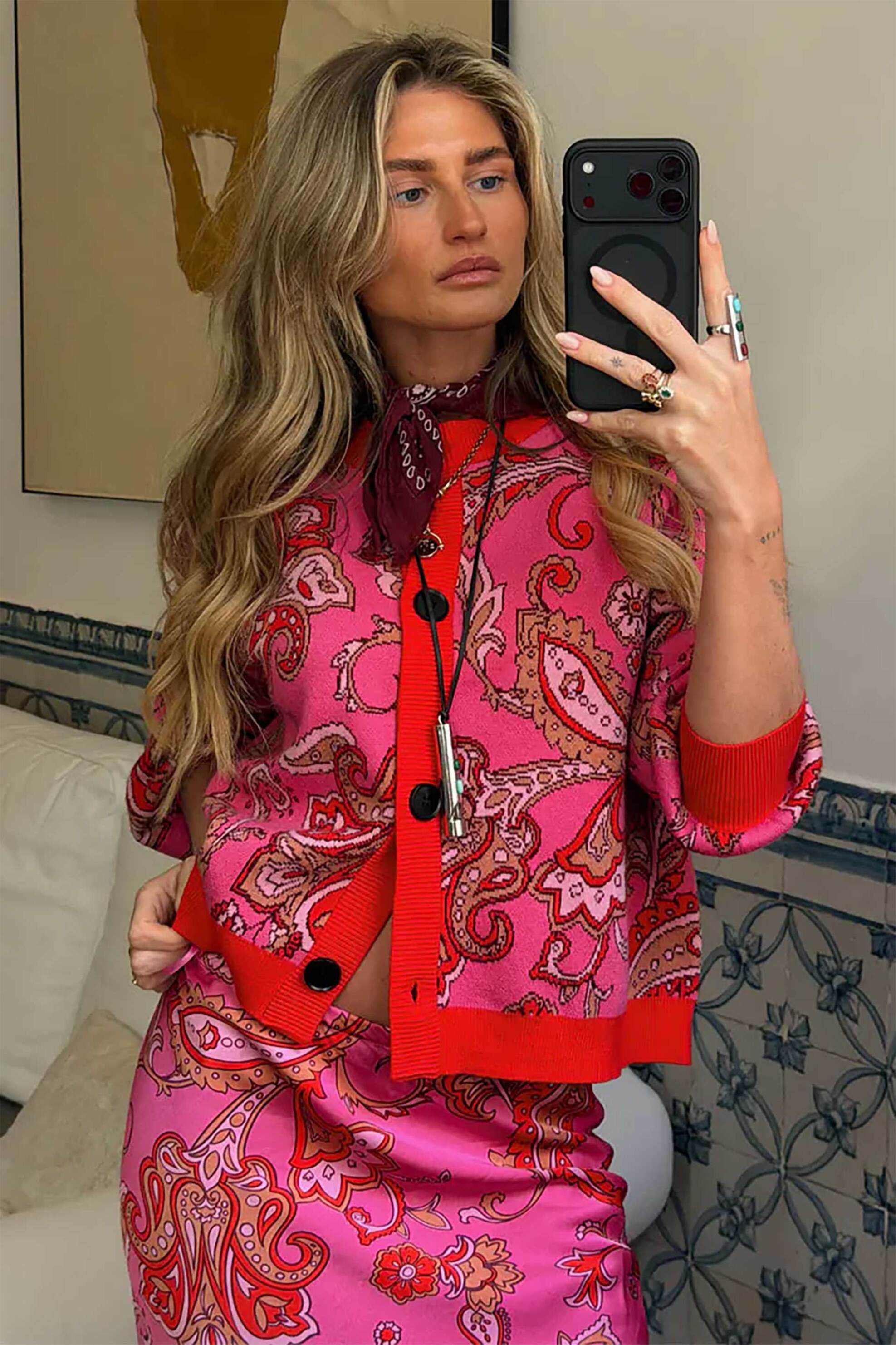 Never Fully Dressed γυναικεία ζακέτα με paisley σχέδιο "Pink Paisley Oslo" - NFDKN801PKLL Φούξια