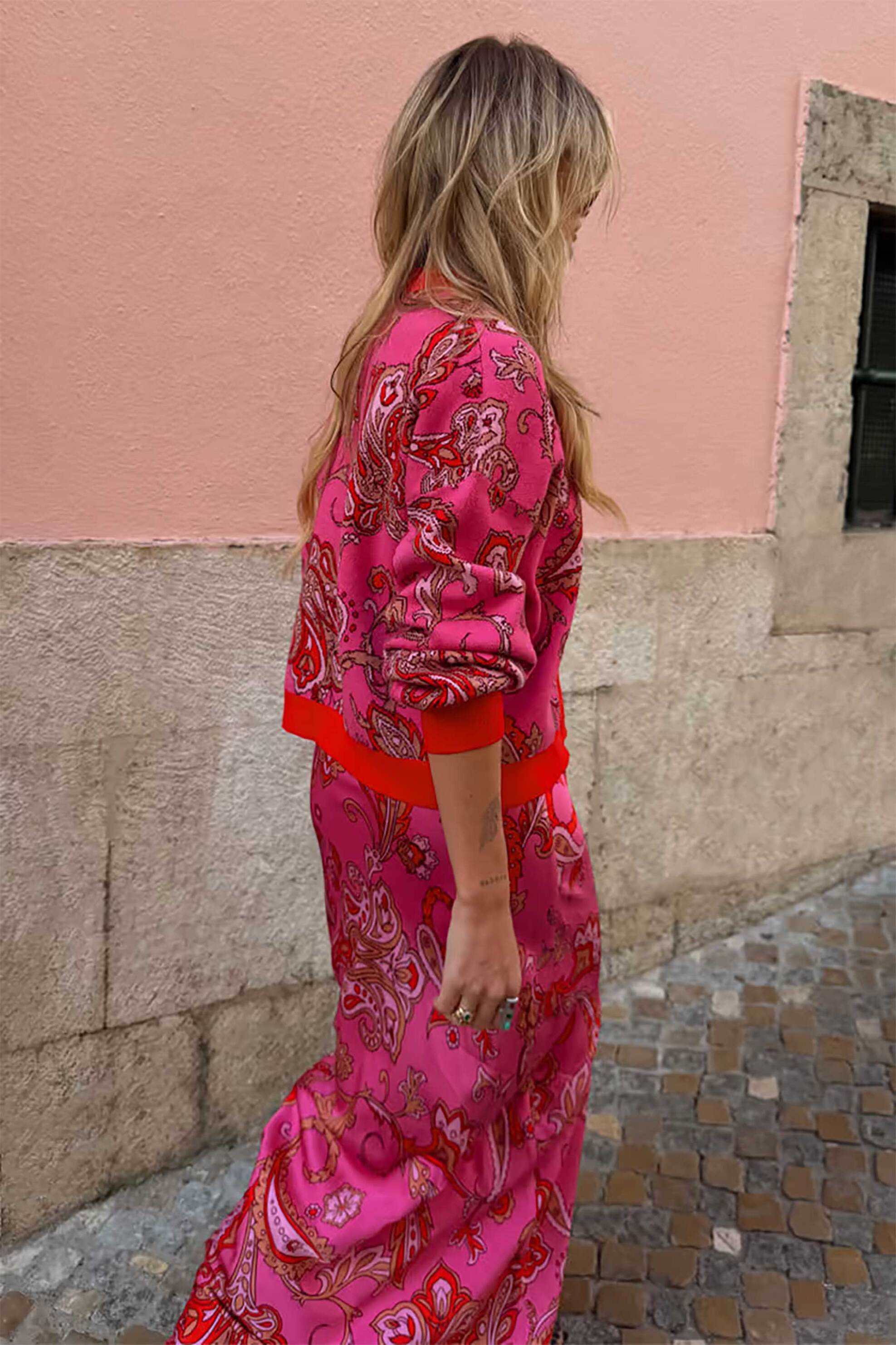 Never Fully Dressed Γυναικεία Ζακέτα με Paisley Σχέδιο Pink Oslo - Nfdkn801Pkll Φούξια