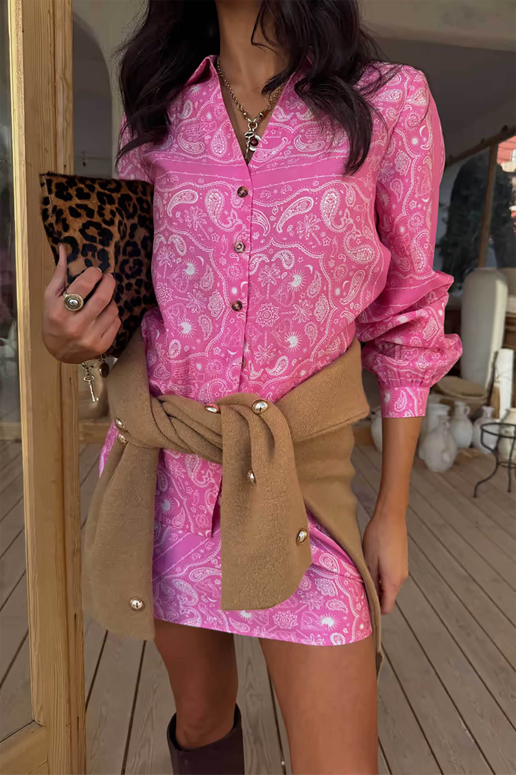 Never Fully Dressed γυναικείο πουκάμισο "Pink Bandana Miley" - NFDTO2095PK08 Ροζ φωτογραφία