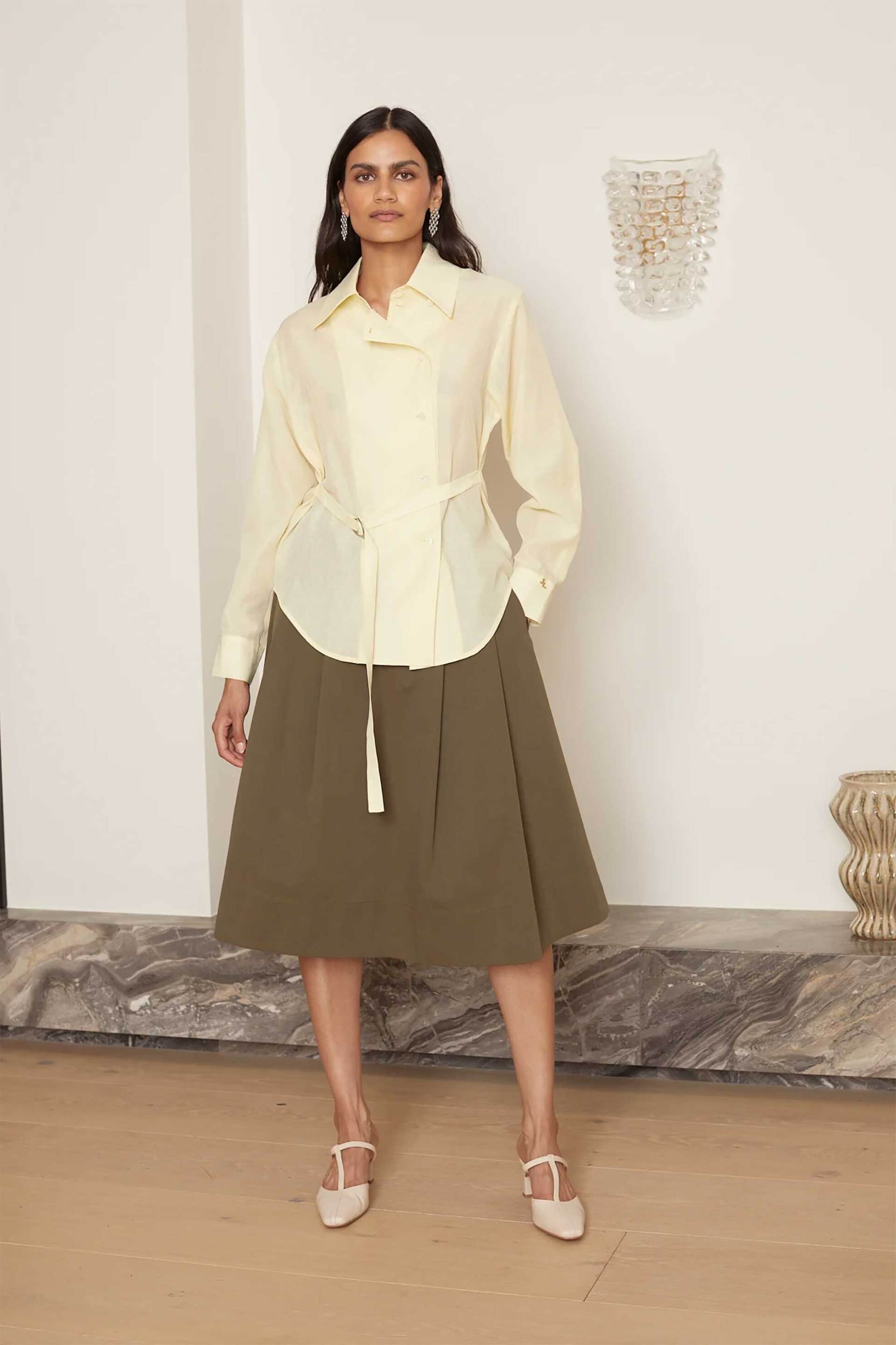 Jovonna London γυναικεία midi φούστα "Klizia" - KLIZIA/SKIRT/SS25 Χακί