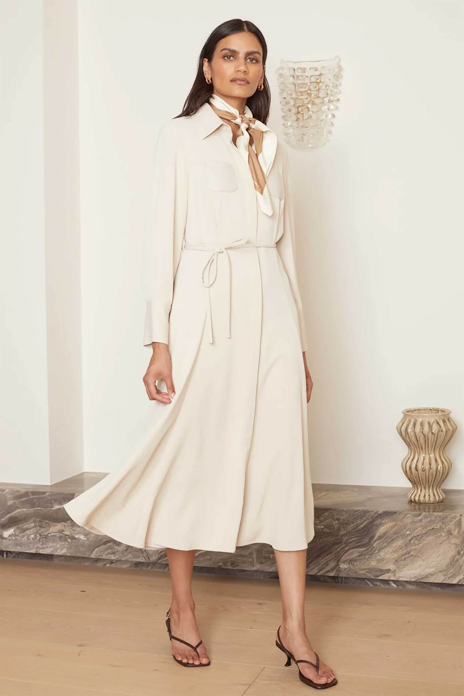 Jovonna London γυναικείο midi φόρεμα με γιακά "Acacia" - ACACIA/DRESS/SS25 Εκρού