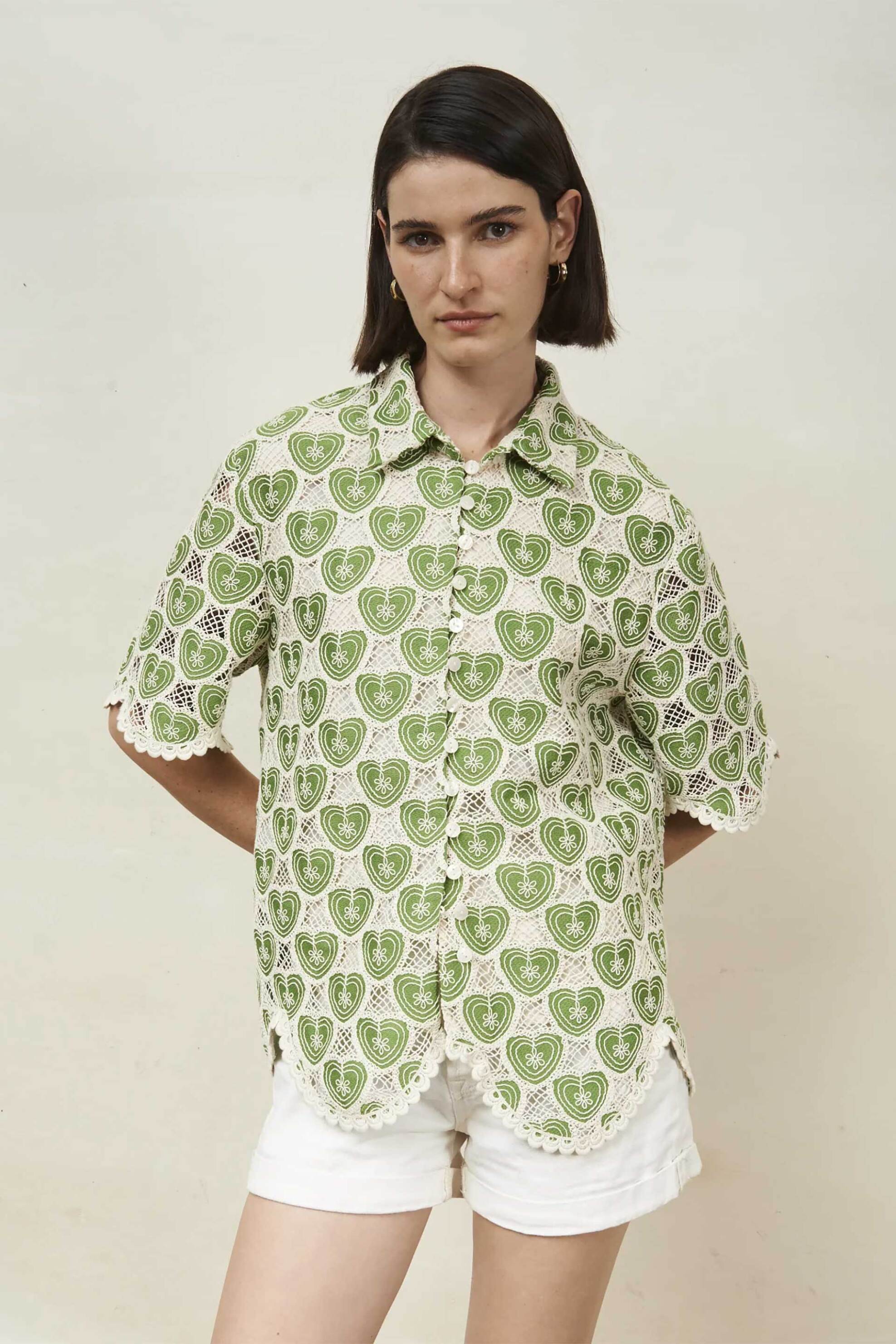 Jovonna London γυναικείο πουκάμισο κεντητό "Batista" - BATISTA/BLOUSE/SS25 Πράσινο