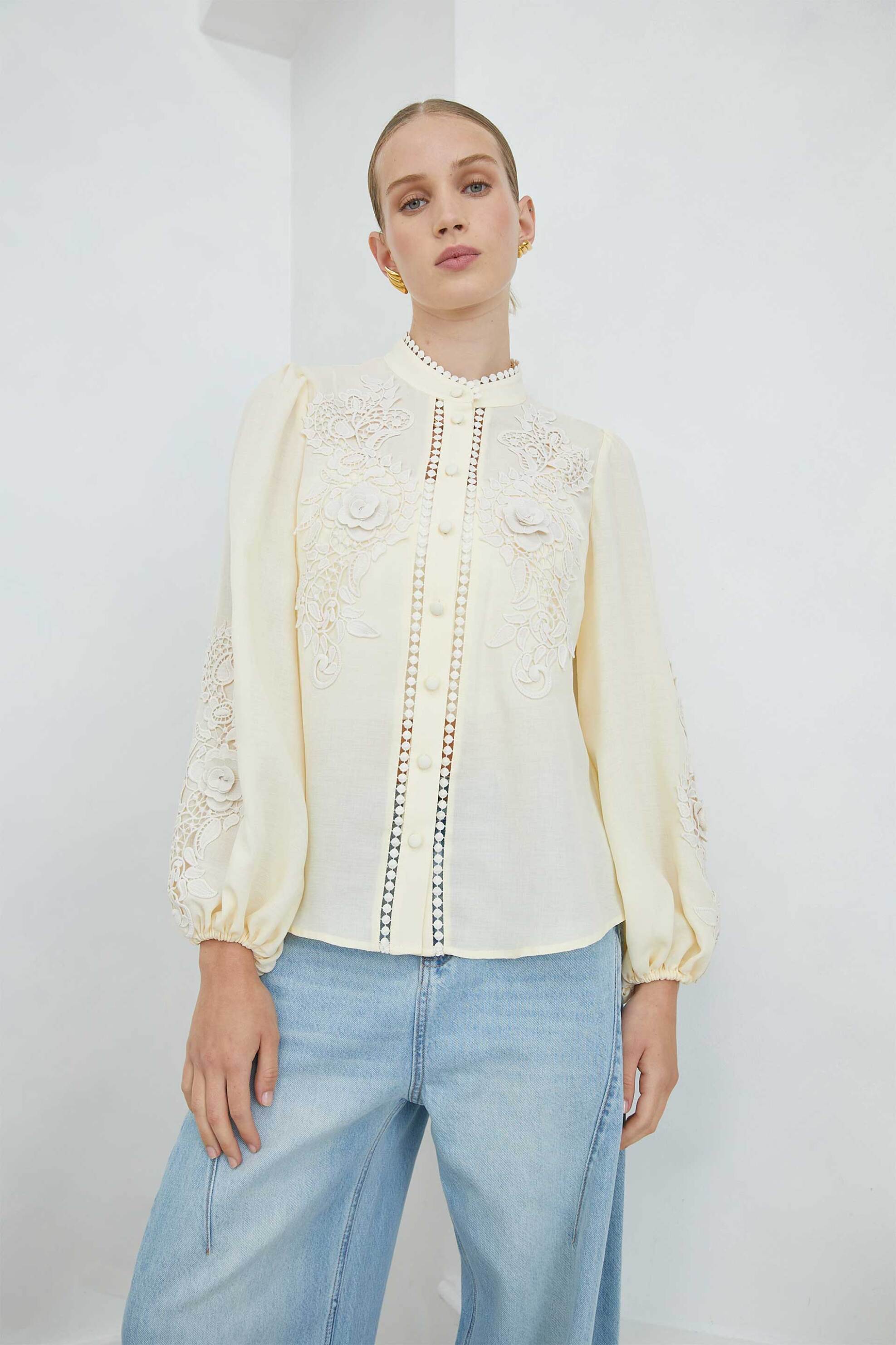 Jovonna London γυναικεία μπλούζα με κέντημα "Thamora" - THAMORA/BLOUSE/SS26 Κίτρινο