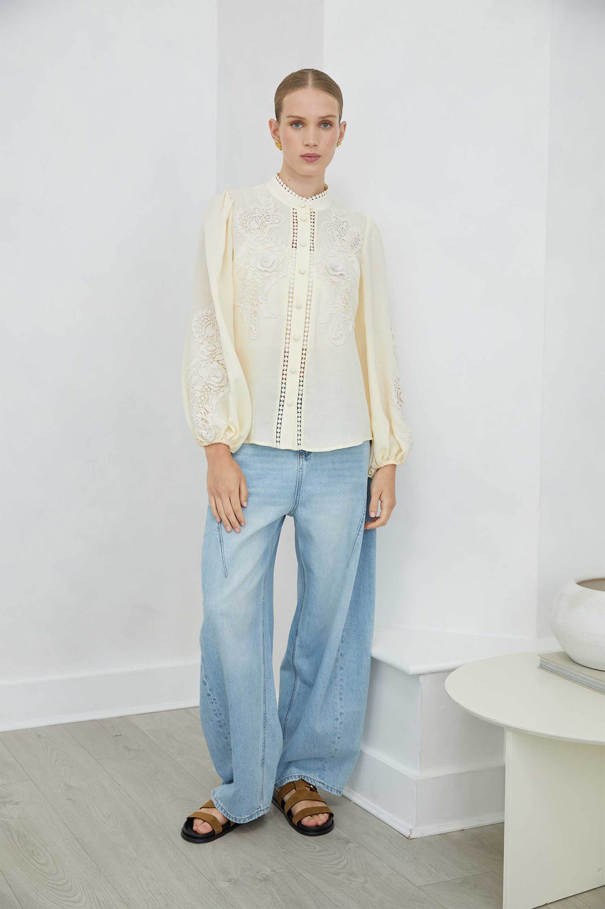 JOVONNA LONDON Jovonna London γυναικεία μπλούζα με κέντημα "Thamora" - THAMORA/BLOUSE/SS26 Κίτρινο - 2