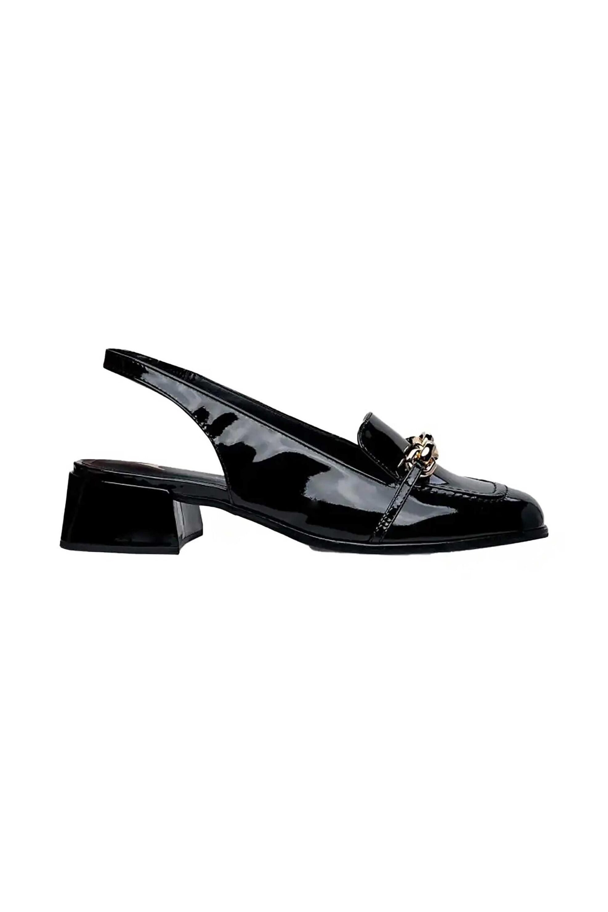 Carrano γυναικείες δερμάτινες γόβες slingback λουστρίνι - E67197 Μαύρο
