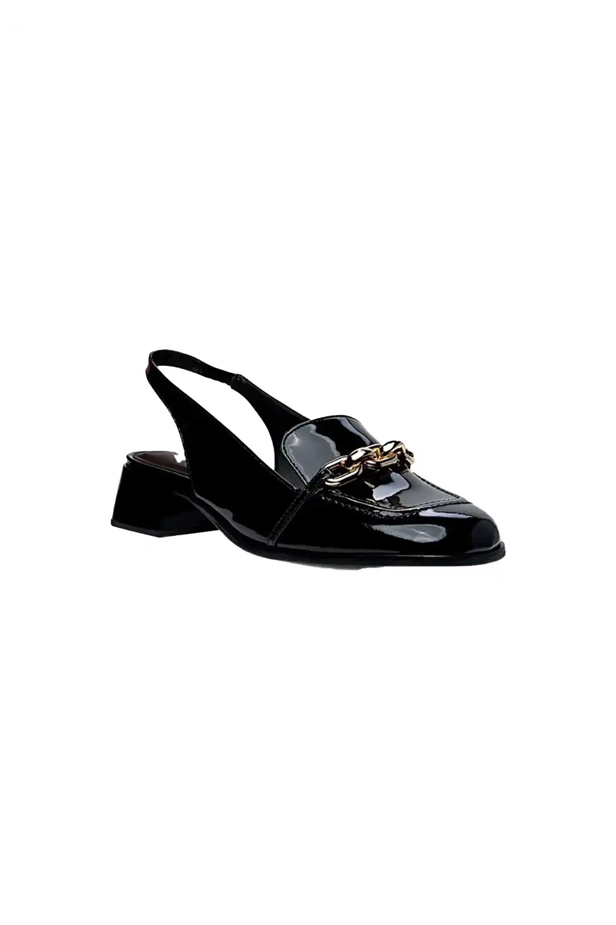 Carrano γυναικείες δερμάτινες γόβες slingback λουστρίνι - E67197 Μαύρο