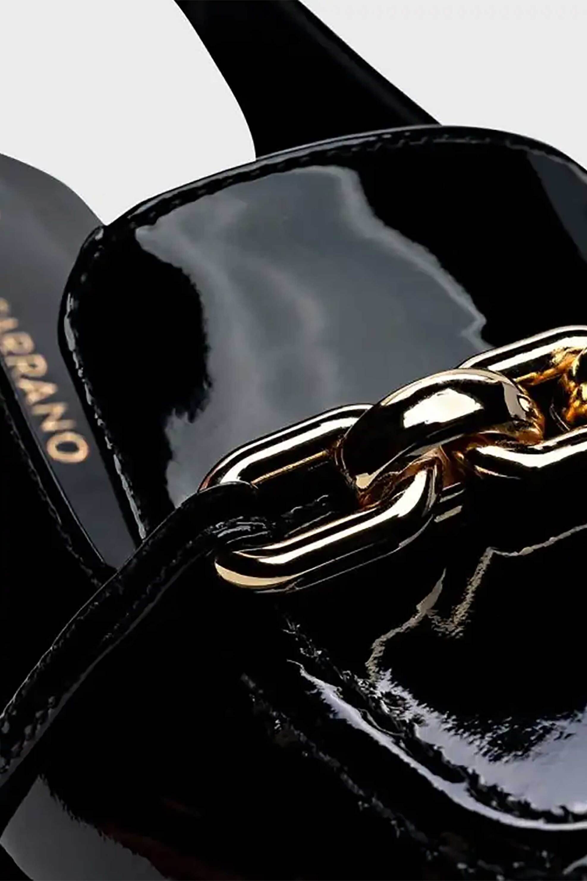 Carrano Γυναικείες Δερμάτινες Γόβες Slingback Λουστρίνι - E67197 Μαύρο