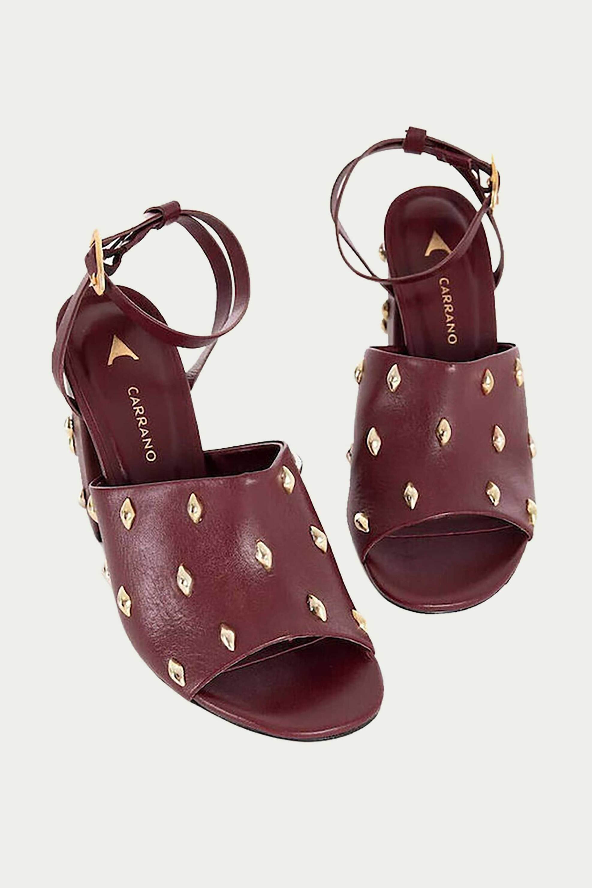 Carrano γυναικεία πέδιλα με τακούνι και διακοσμητικά τρούκς - E76539 Μπορντό φωτογραφία