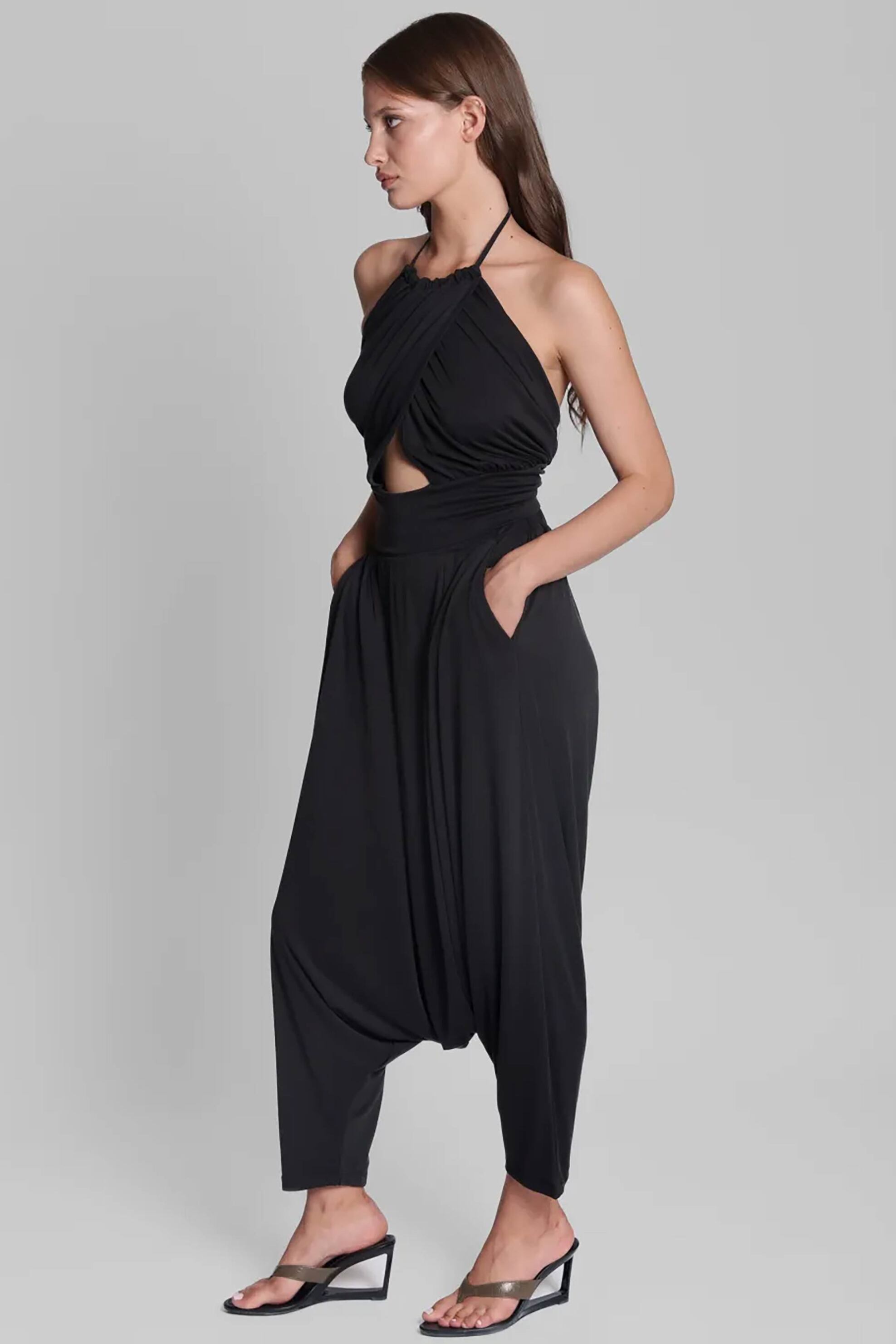 COLLECTIVA NOIR Collectiva Noir γυναικεία παντελόνα με ντραπέ σχέδιο Relaxed Fit "Brisa" - CN140B01CRB Μαύρο - 3