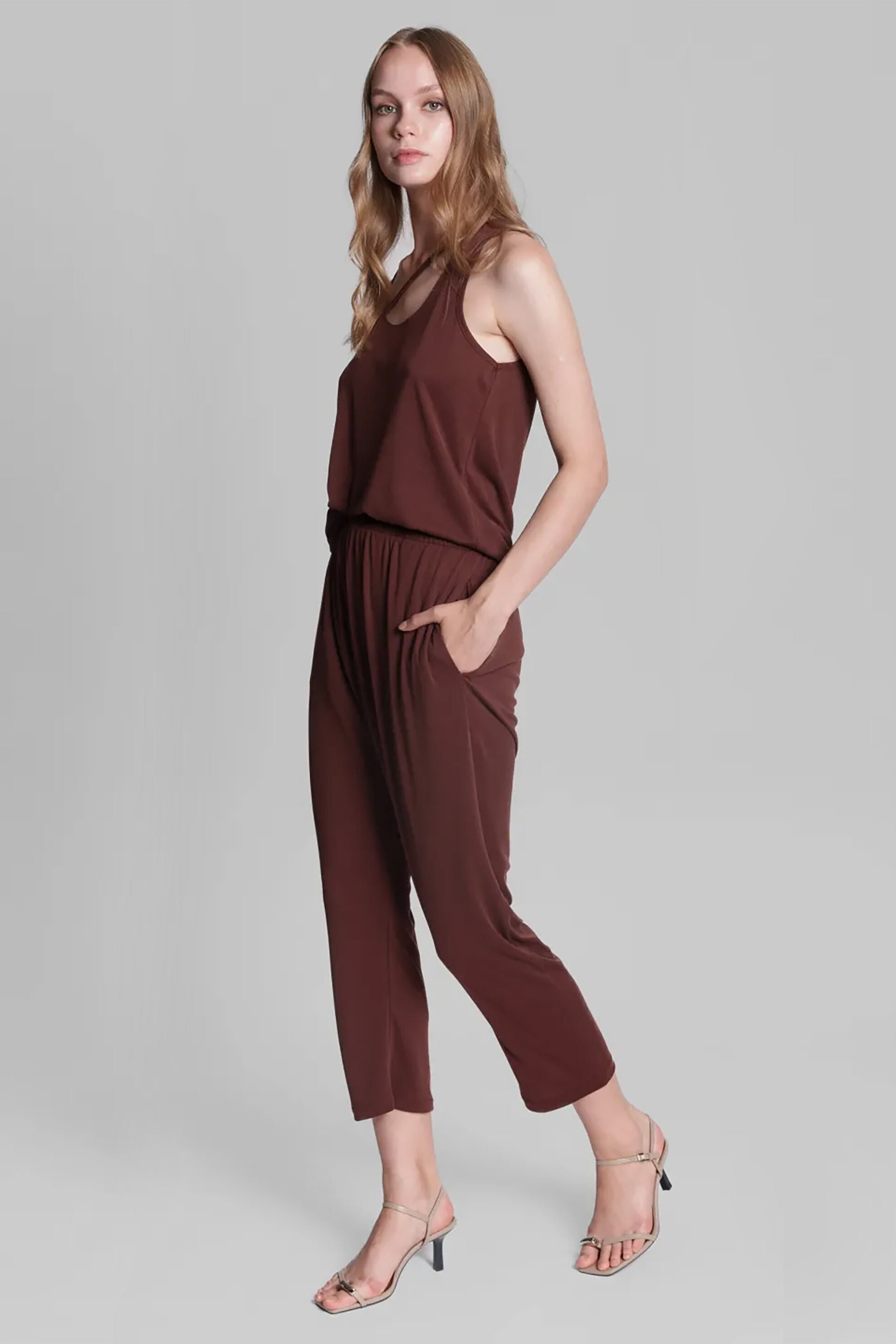 COLLECTIVA NOIR Collectiva Noir γυναικείο παντελόνι μονόχρωμο Relaxed Fit "Low Sun" - CN140B06CRB Καφέ - 2
