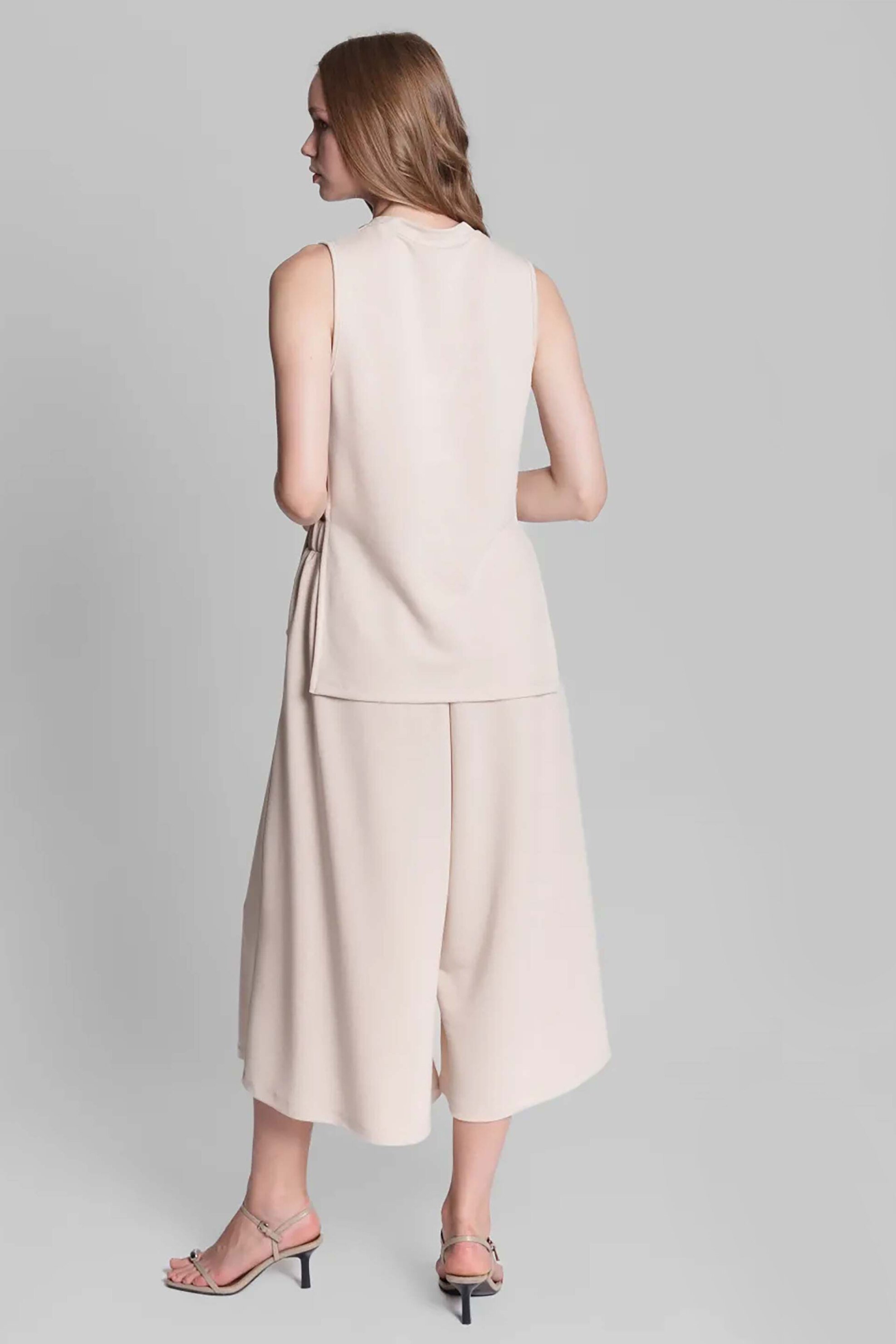 COLLECTIVA NOIR Collectiva Noir γυναικείο παντελόνι μονόχρωμο cropped "Livia" - CN140D06KNL Μπεζ - 3