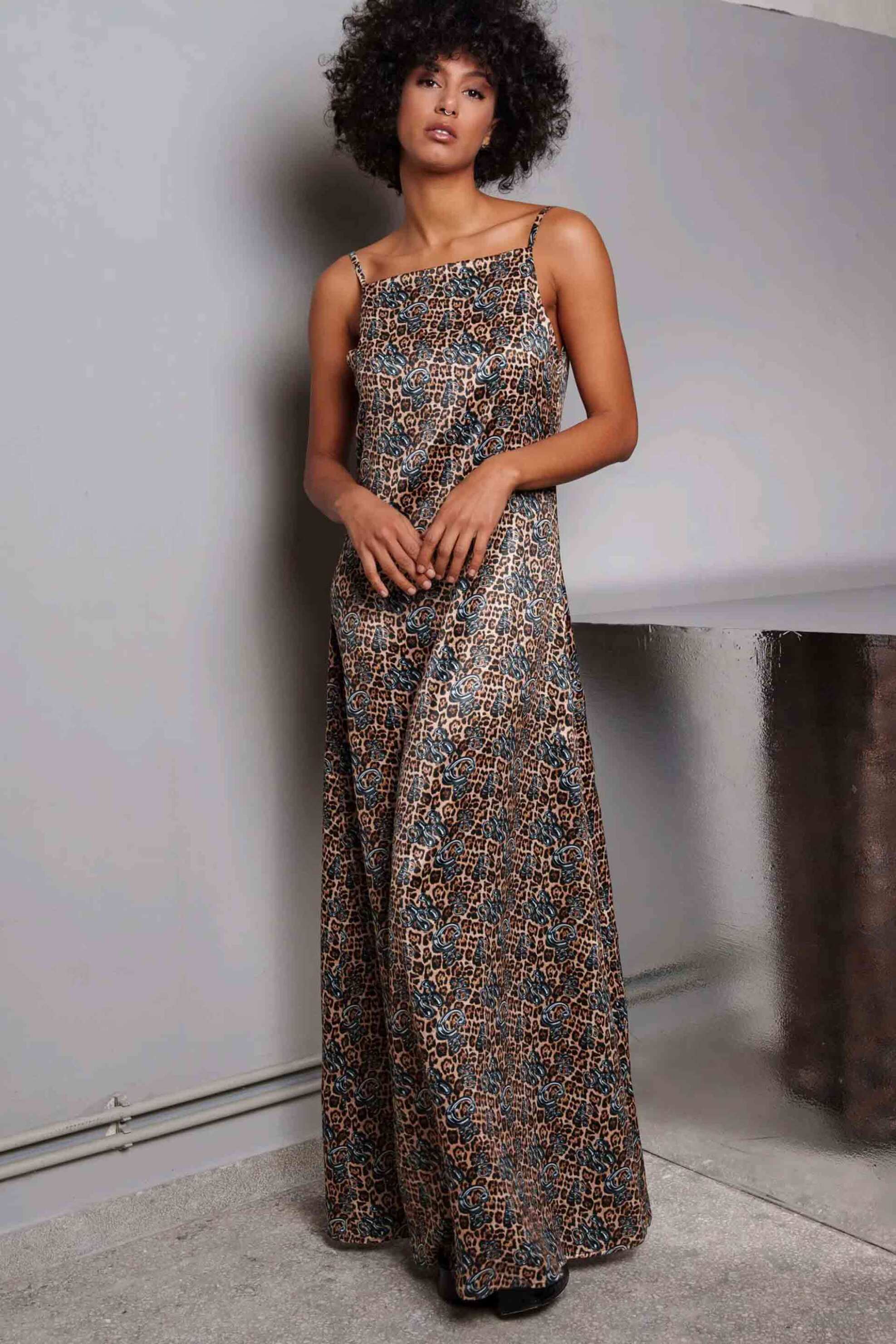 Collectiva Noir γυναικείο maxi φόρεμα σατέν "Tulia"